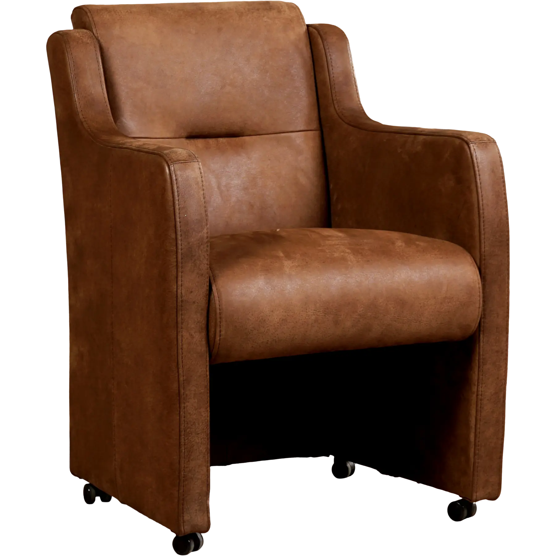 afbeelding van Set van 10 Leren eetkamerstoelen Mass - Kenia Brown (bruin) - Met handgreep RVS