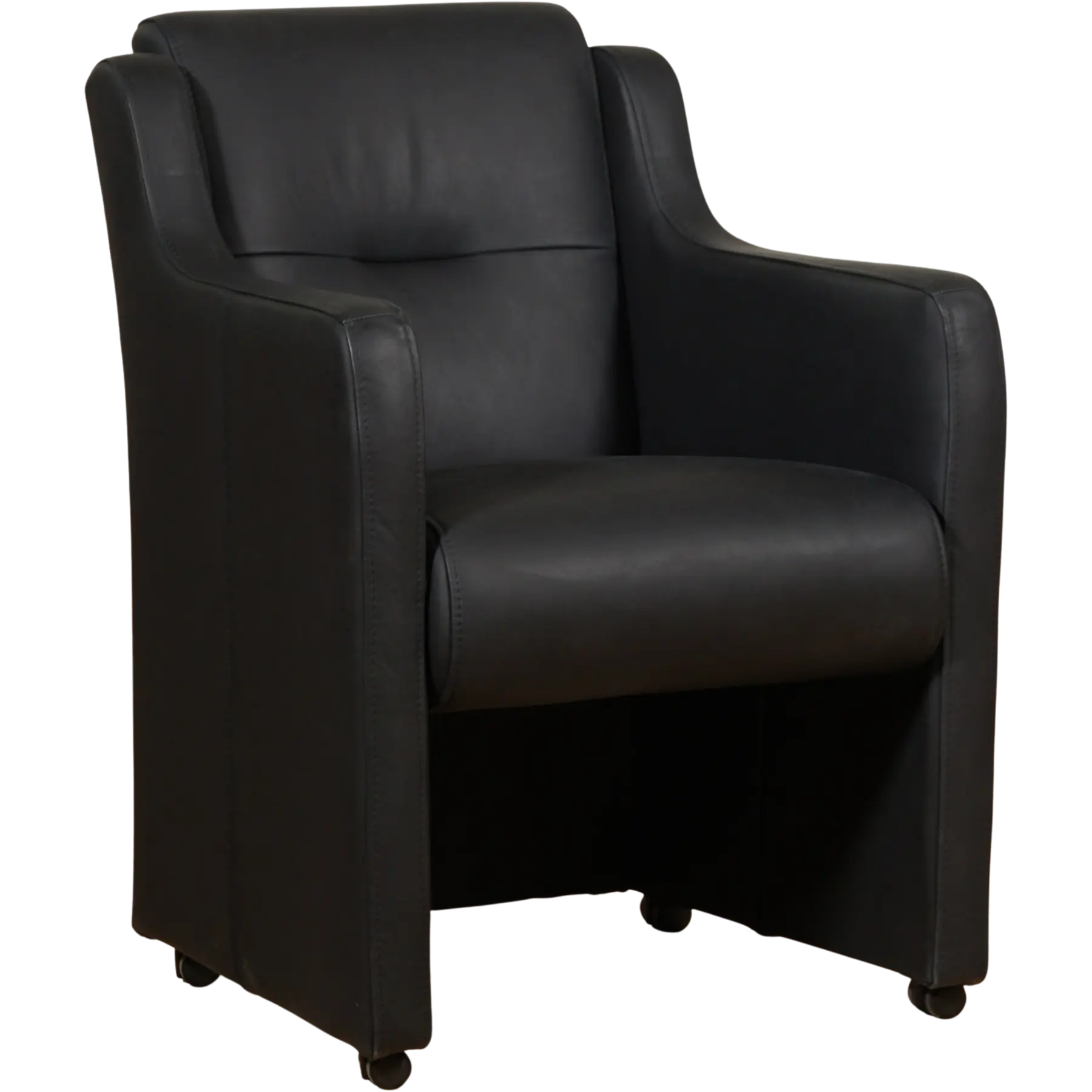 afbeelding van Set van 10 Leren eetkamerstoelen Mass - Rancho Nero (zwart) - Met handgreep RVS