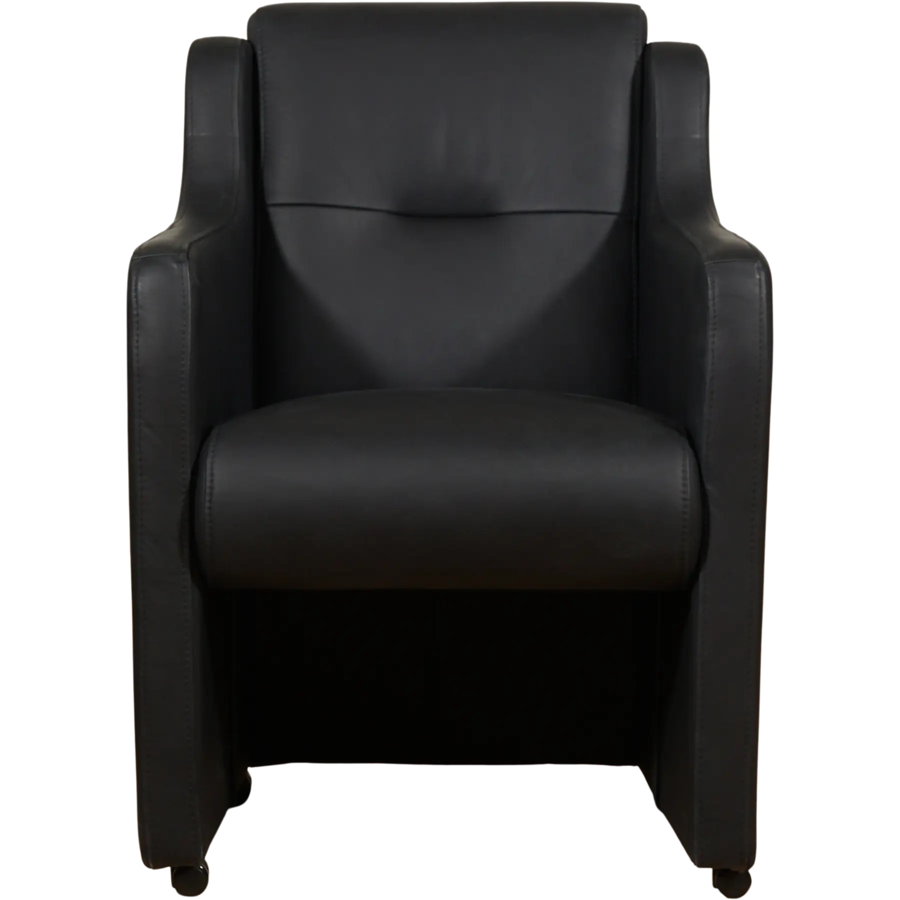 afbeelding van Set van 10 Leren eetkamerstoelen Mass - Rancho Nero (zwart) - Met handgreep RVS