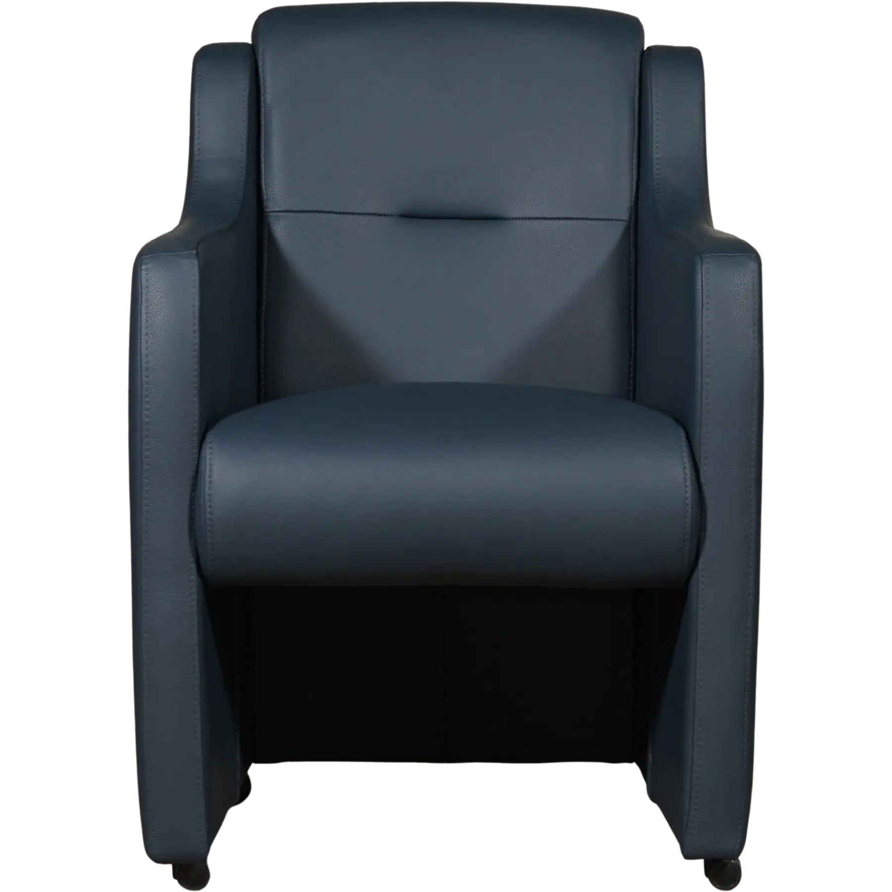 afbeelding van Set van 10 Leren eetkamerstoelen Mass - Toledo Marine (blauw) - Met handgreep zwart