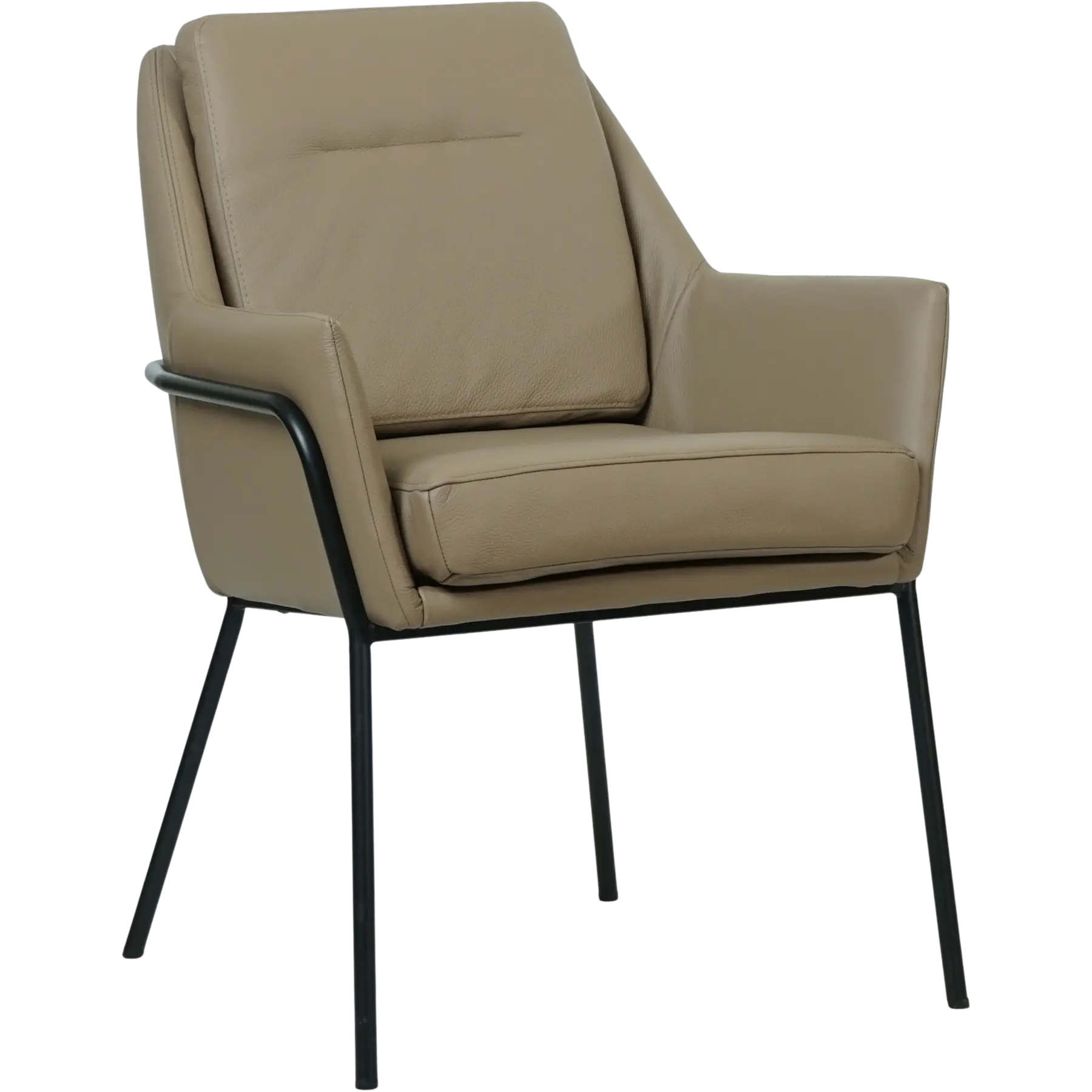 afbeelding van Set van 10 Leren eetkamerstoelen Mix - Hermes Mocca (taupe/bruin) - Poten staal rond zwart