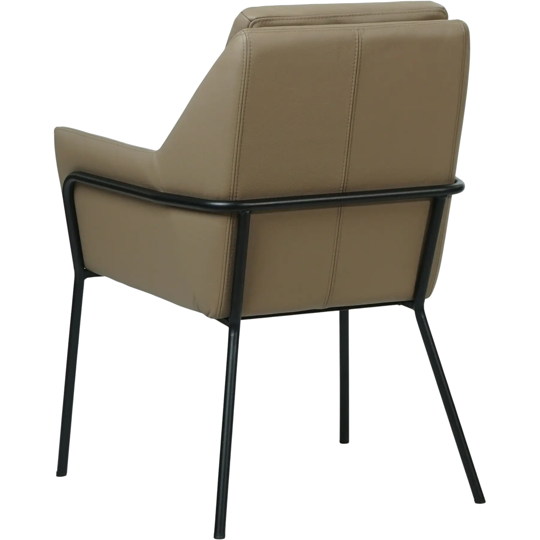 afbeelding van Set van 10 Leren eetkamerstoelen Mix - Hermes Mocca (taupe/bruin) - Poten staal rond zwart