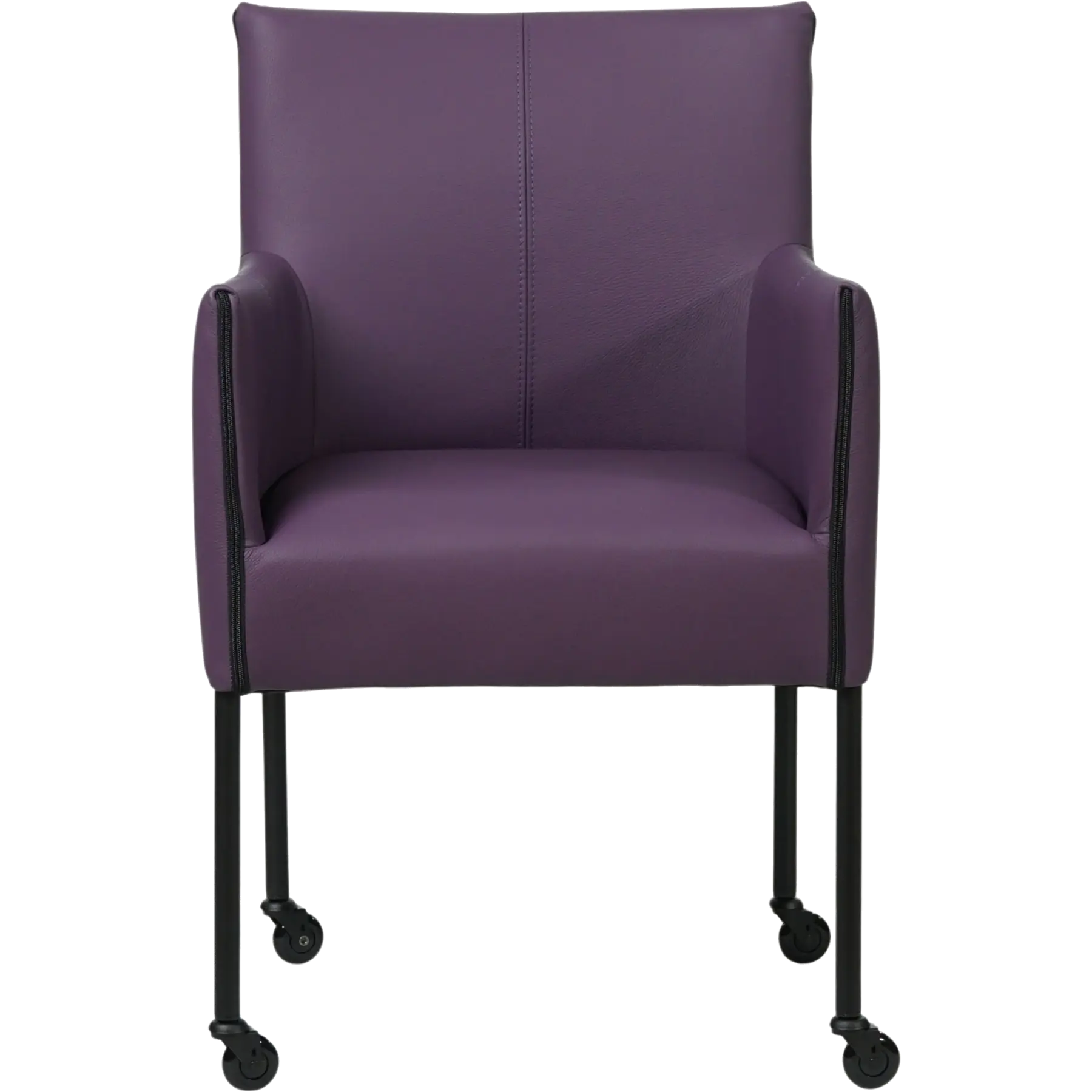 afbeelding van Set van 10 Leren eetkamerstoelen More - Toledo Aubergine (paars) - Poten staal rond zwart