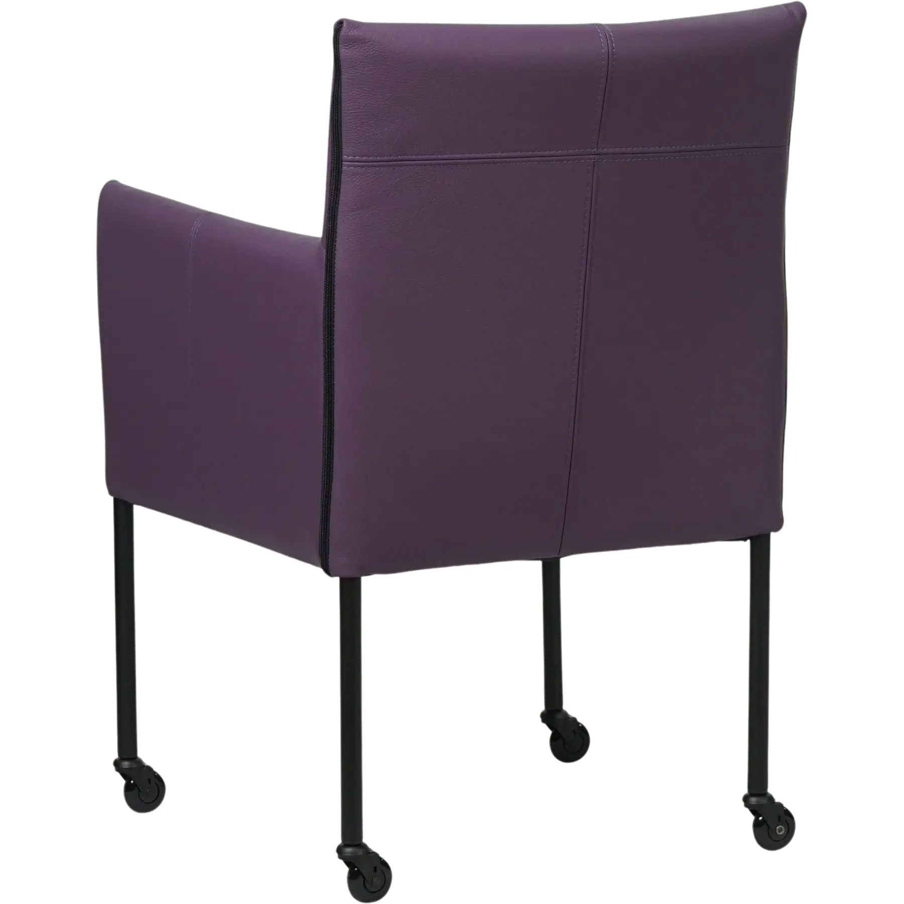 afbeelding van Set van 10 Leren eetkamerstoelen More - Toledo Aubergine (paars) - Poten staal rond zwart