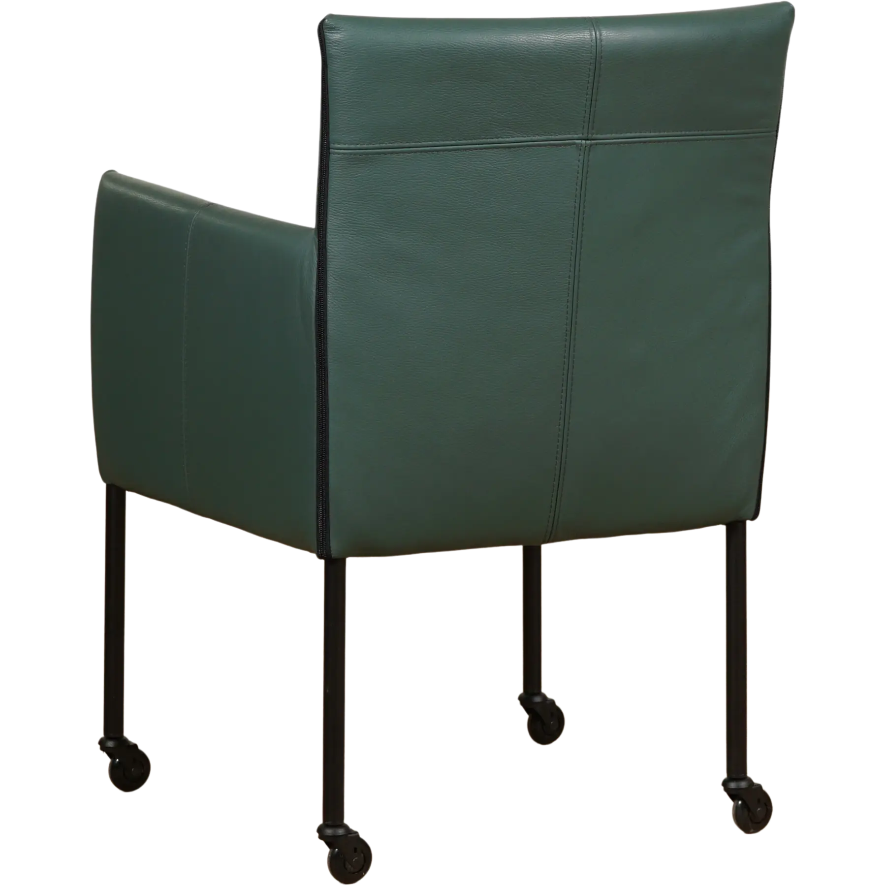 afbeelding van Set van 10 Leren eetkamerstoelen More - Toledo Forrest (groen) - Poten staal rond zwart