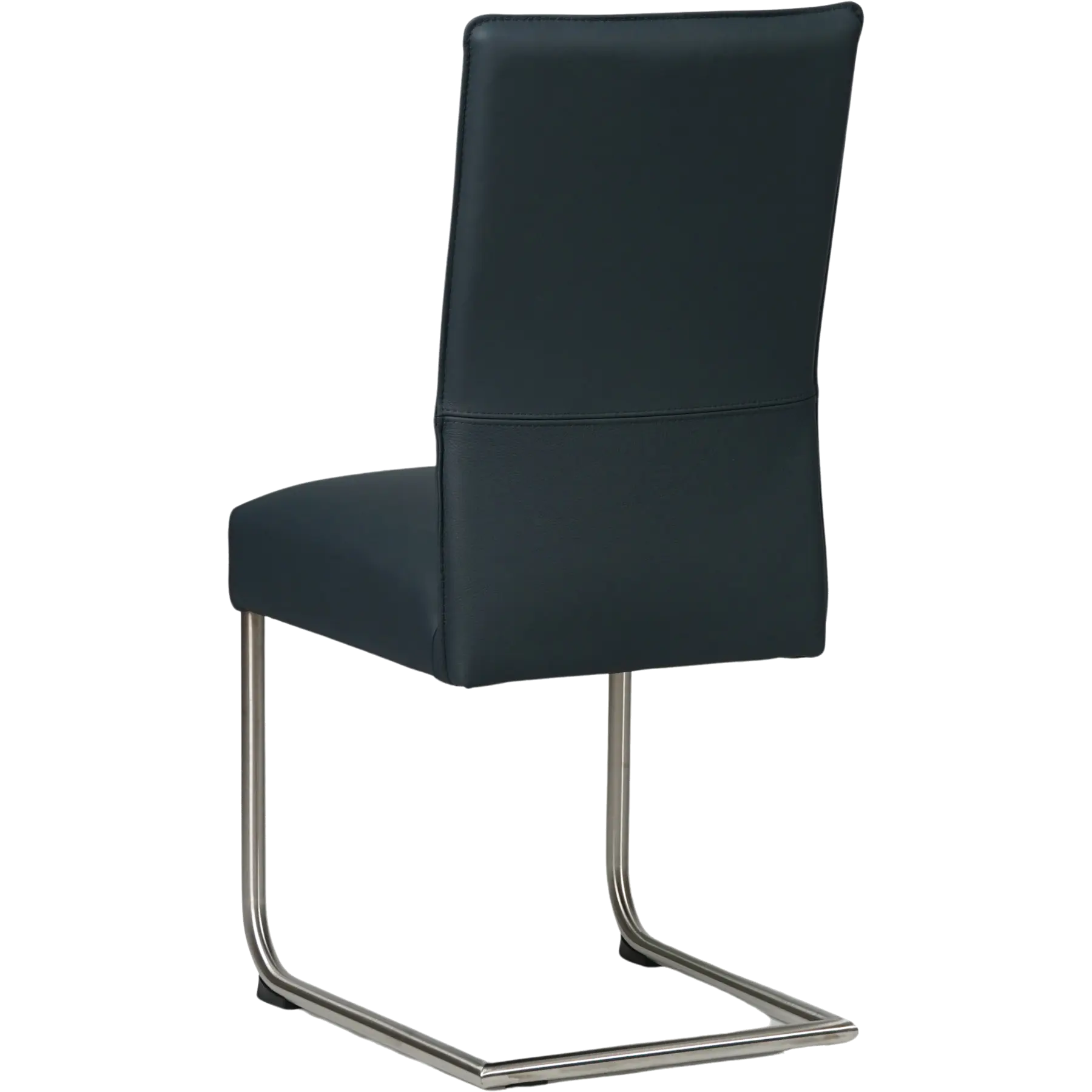 afbeelding van Set van 10 Leren eetkamerstoelen Piece - Toledo Marine (blauw) - Sledepoot staal rond RVS