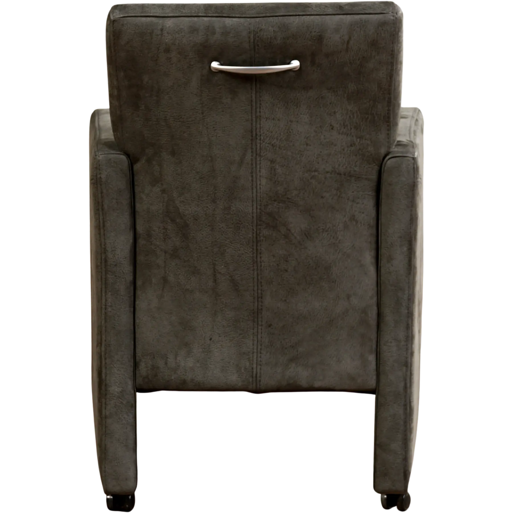 afbeelding van Set van 10 Leren eetkamerstoelen Pleasure - Kenia Antracite (grijs) - Met handgreep RVS