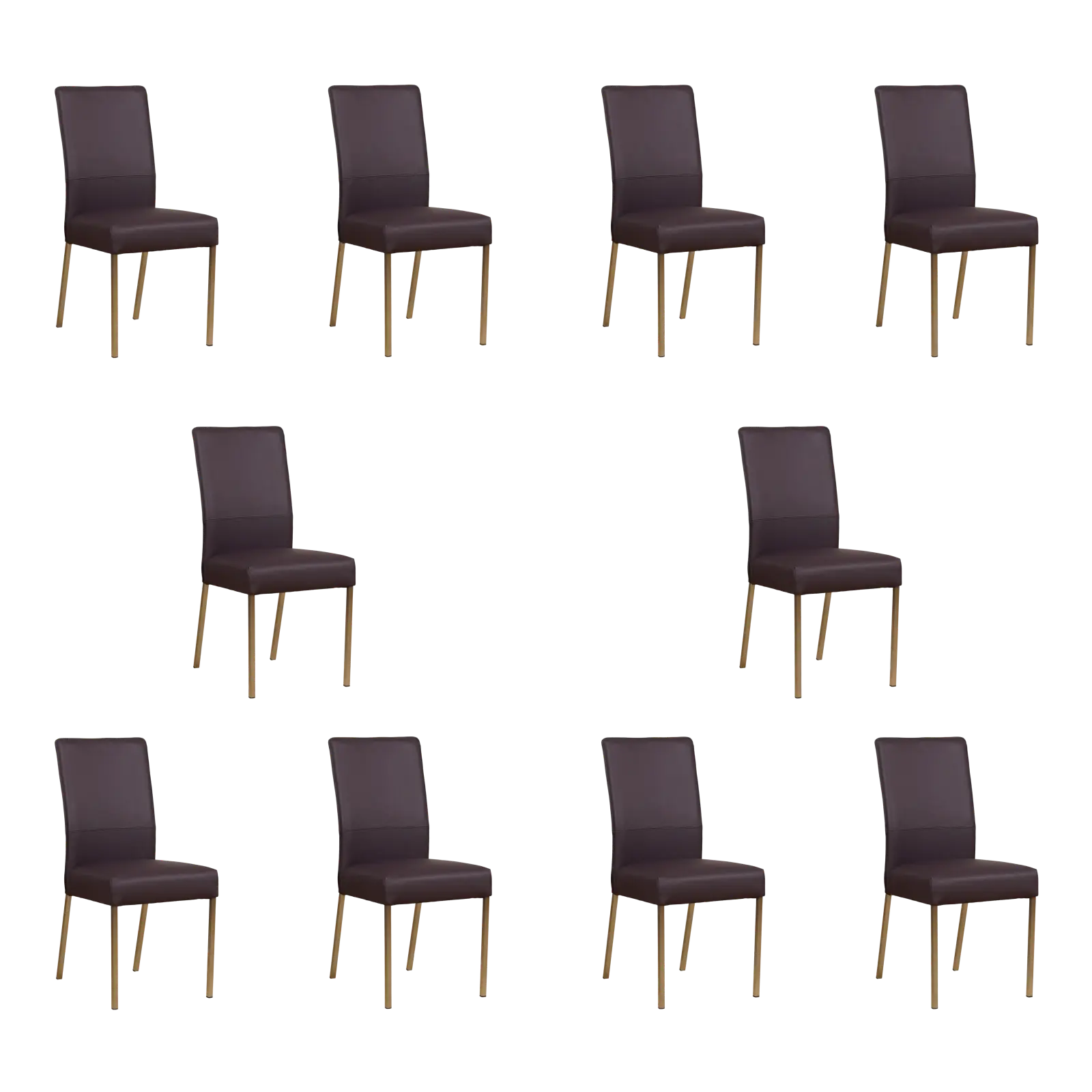 afbeelding van Set van 10 Leren eetkamerstoelen Real - Toledo Merlin (donkerpaars) - Poten staal vierkant RVS