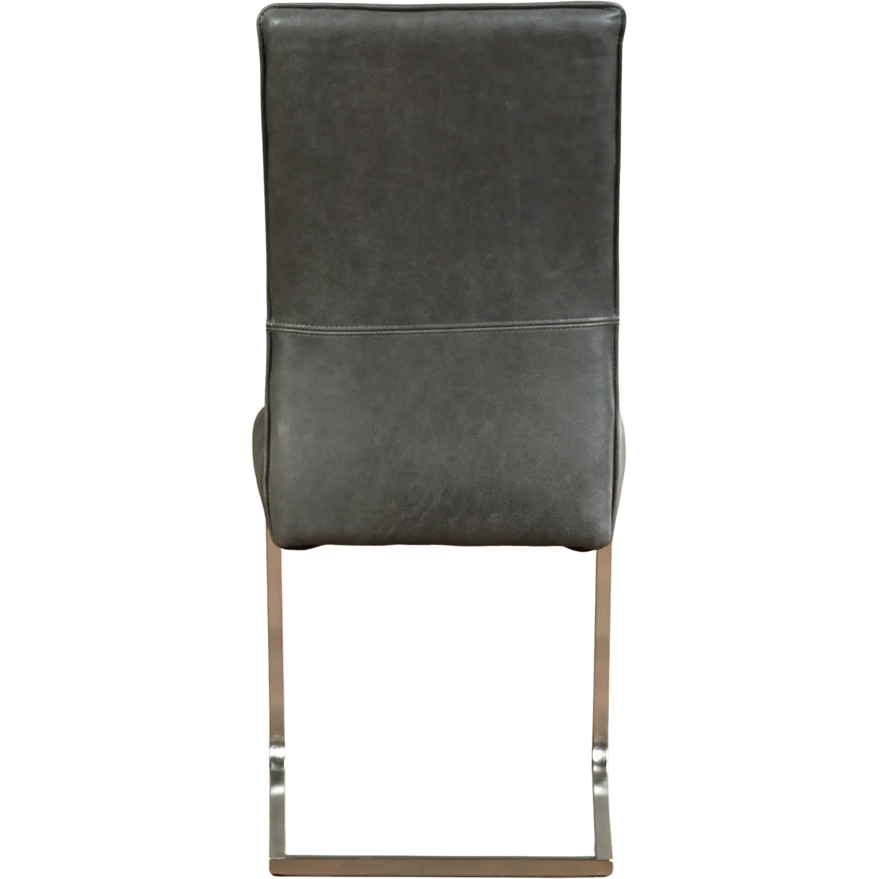afbeelding van Set van 10 Leren eetkamerstoelen Remix - Vintage Grey (grijs) - Sledepoot staal vierkant RVS