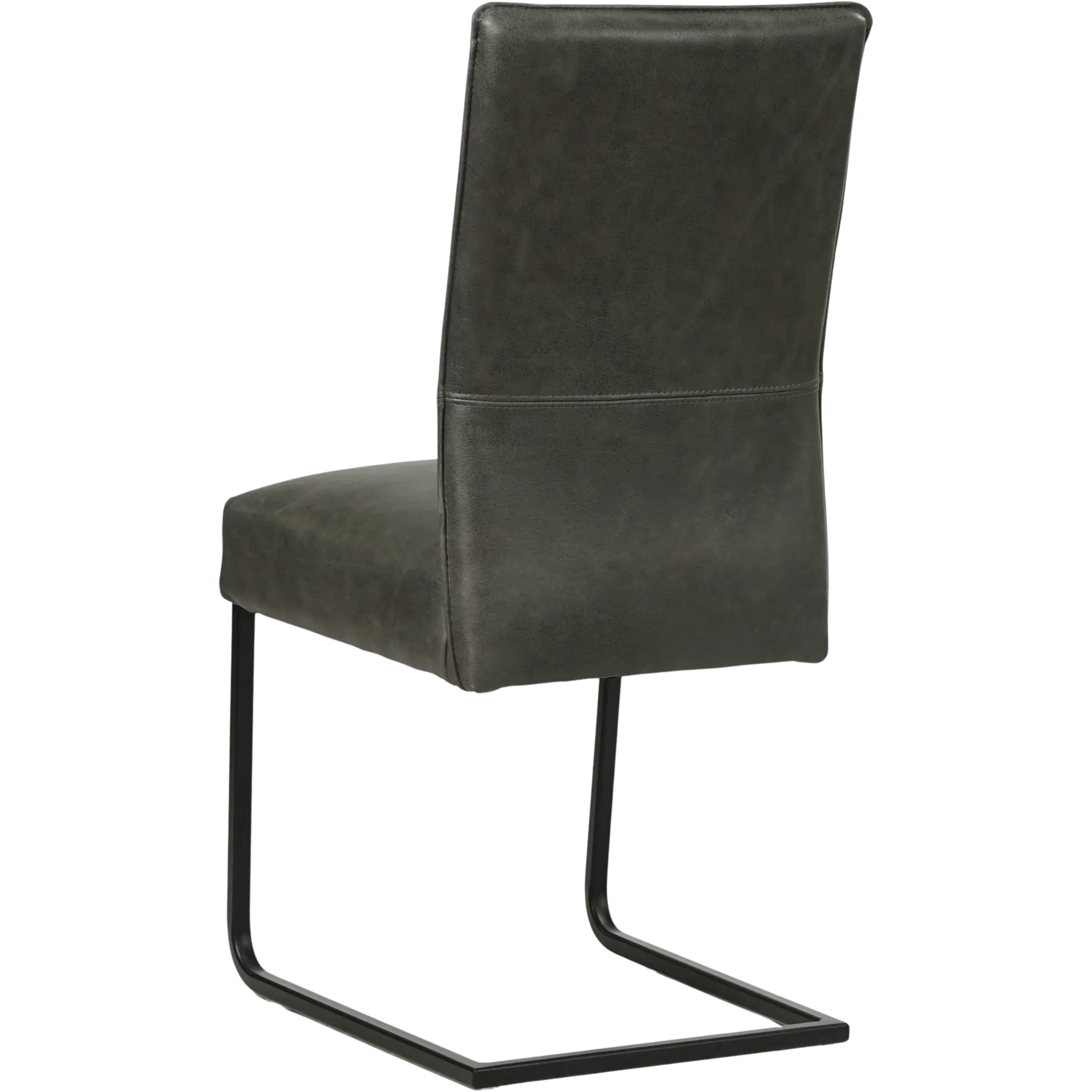 afbeelding van Set van 10 Leren eetkamerstoelen Remix - Vintage Grey (grijs) - Sledepoot staal vierkant zwart