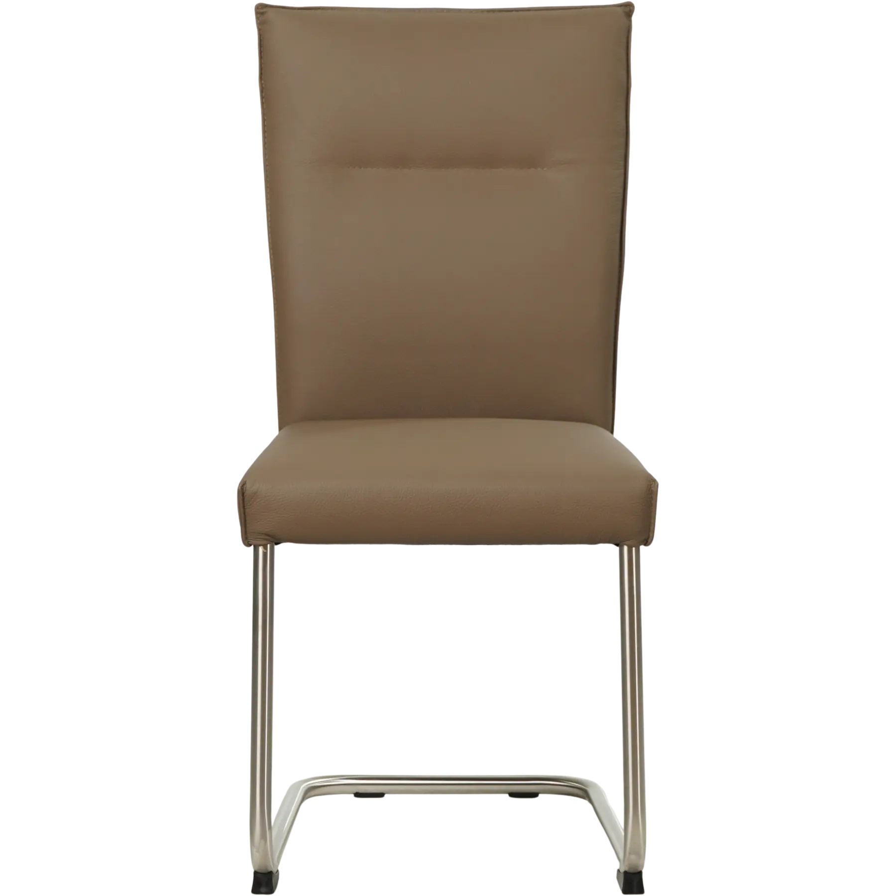 afbeelding van Set van 10 Leren eetkamerstoelen Retro - Toledo Lever (bruin) - Sledepoot staal rond RVS