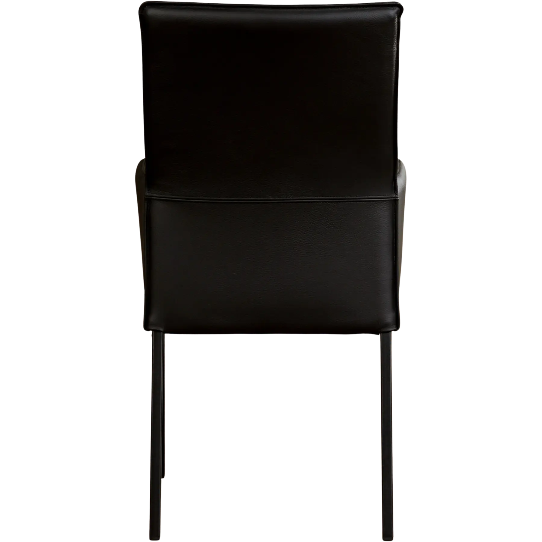 afbeelding van Set van 10 Leren eetkamerstoelen Royal - Hermes Nero (zwart) - Poten staal vierkant zwart