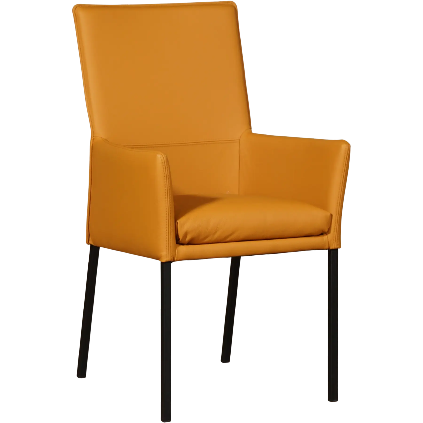 afbeelding van Set van 10 Leren eetkamerstoelen Royal - Toledo Leem (geel/bruin) - Poten staal vierkant zwart