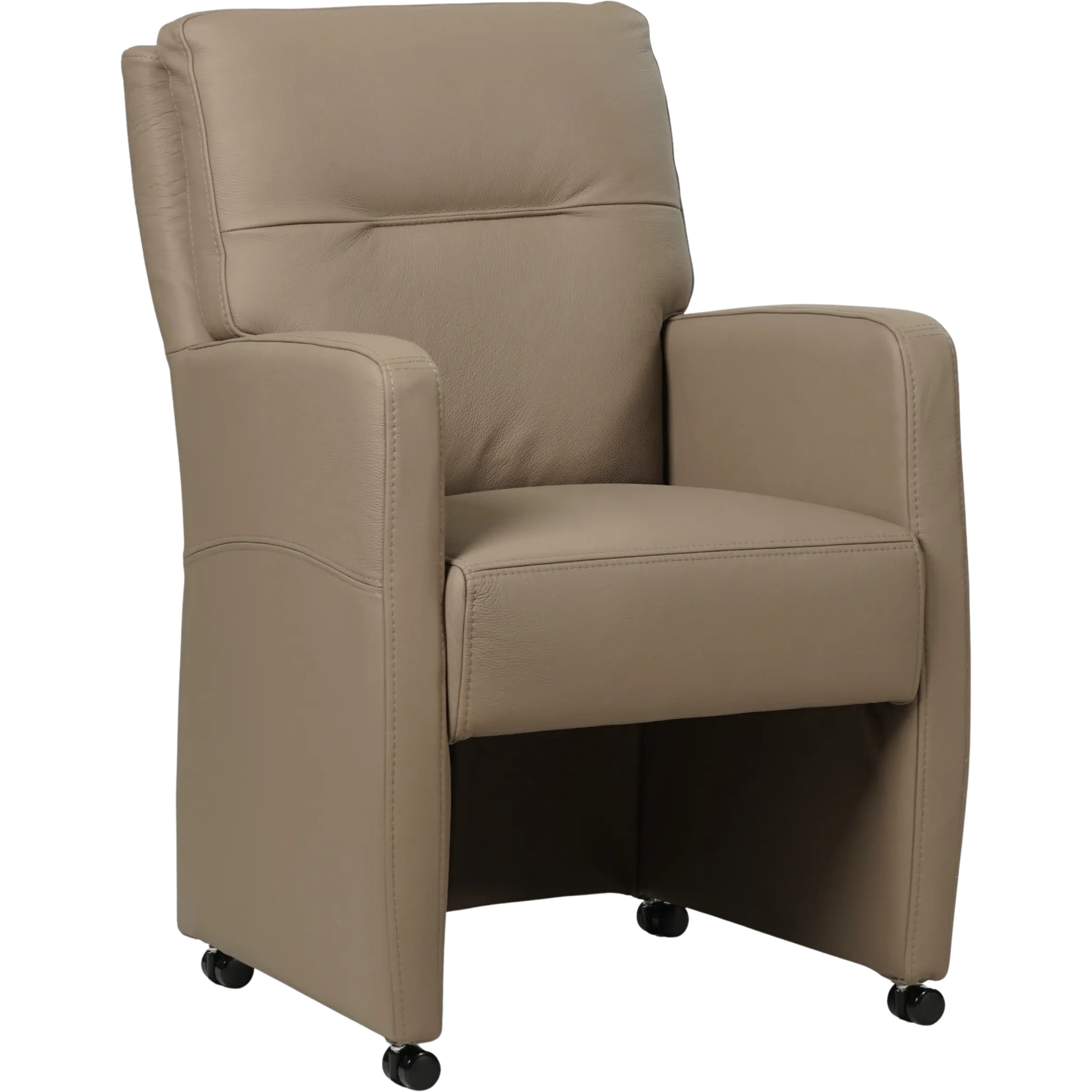 afbeelding van Set van 10 Leren eetkamerstoelen Sharp - Hermes Mocca (taupe/bruin) - Zonder handgreep