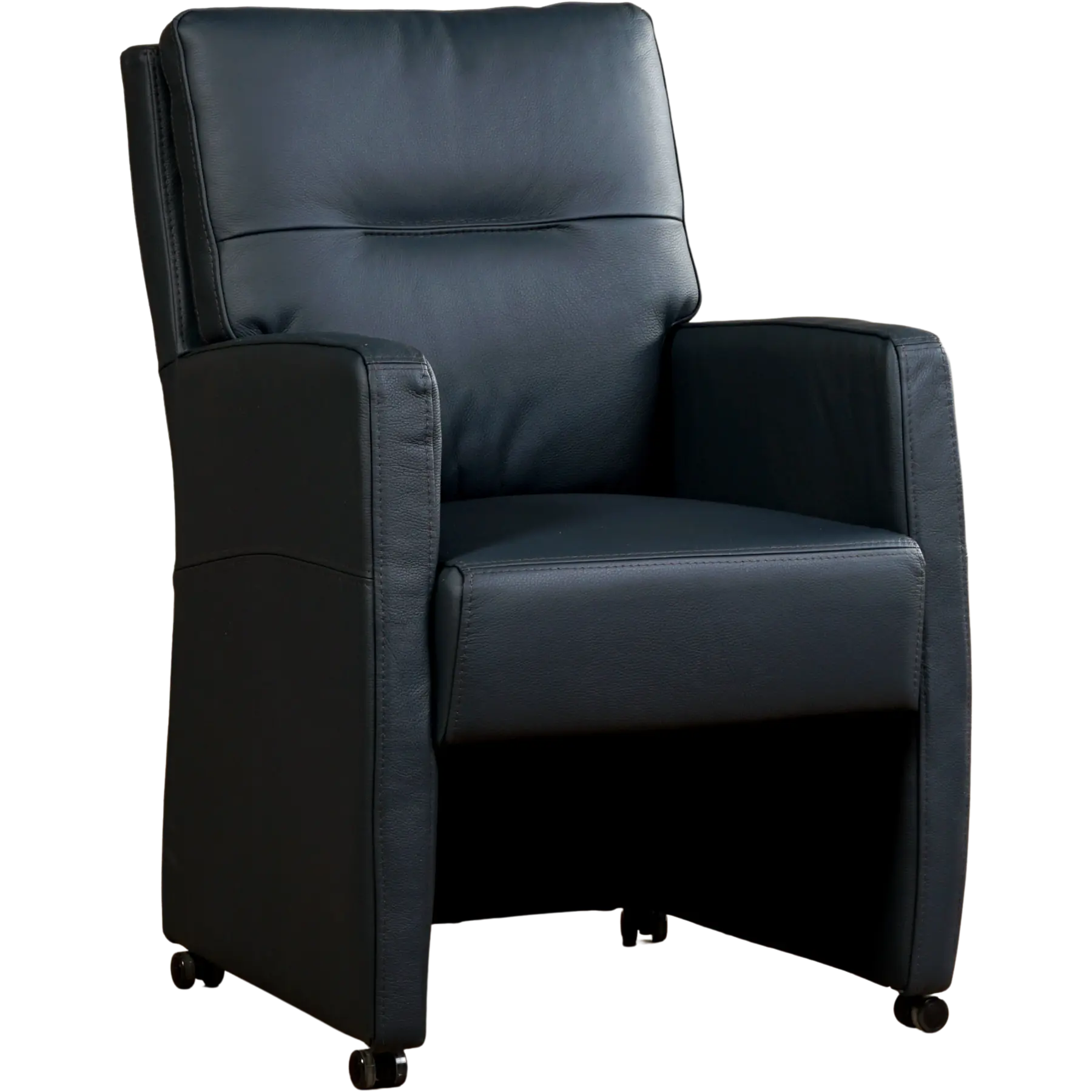 afbeelding van Set van 10 Leren eetkamerstoelen Sharp - Toledo Marine (blauw) - Met handgreep zwart