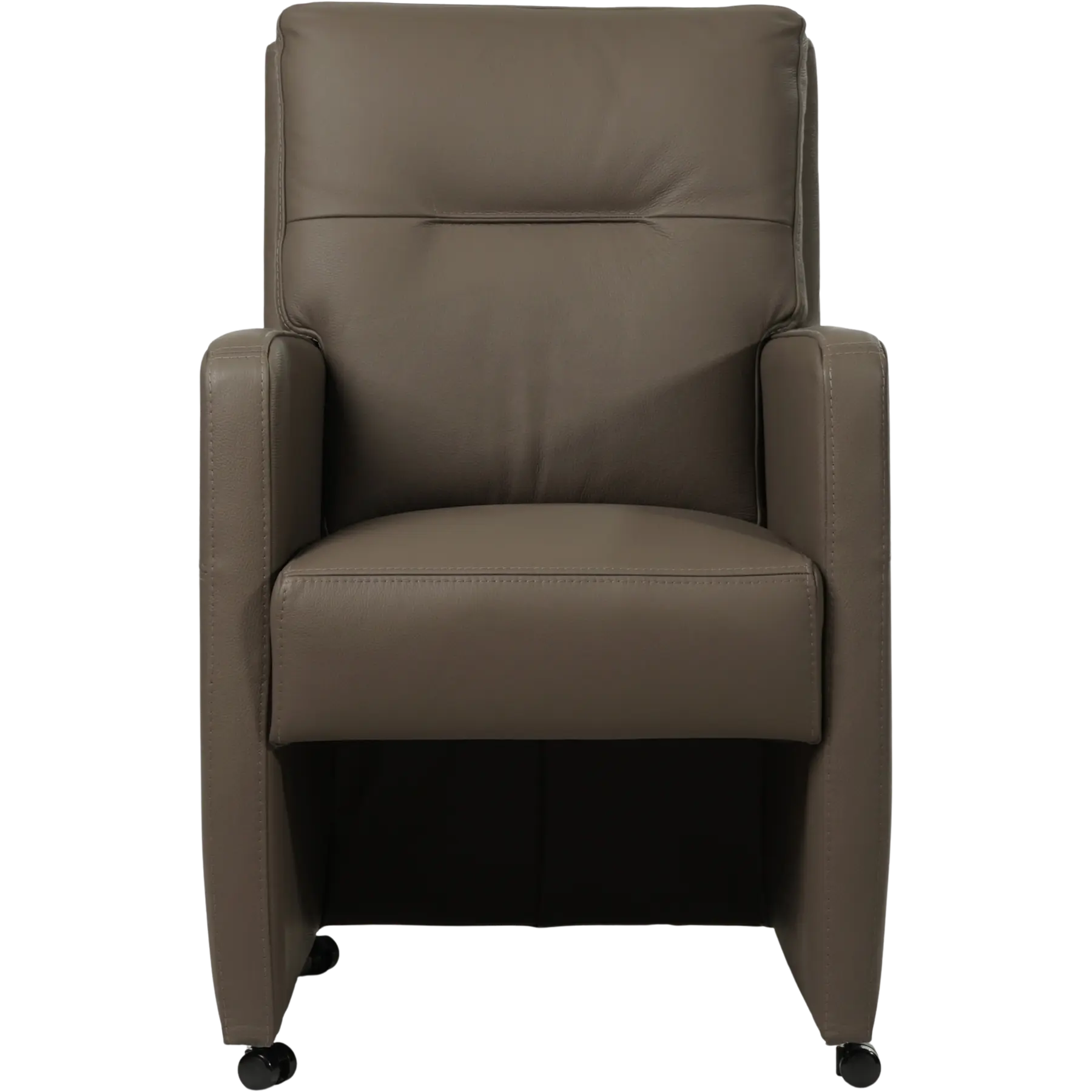 afbeelding van Set van 10 Leren eetkamerstoelen Sharp - Toledo Moss (bruin/groen) - Met handgreep zwart