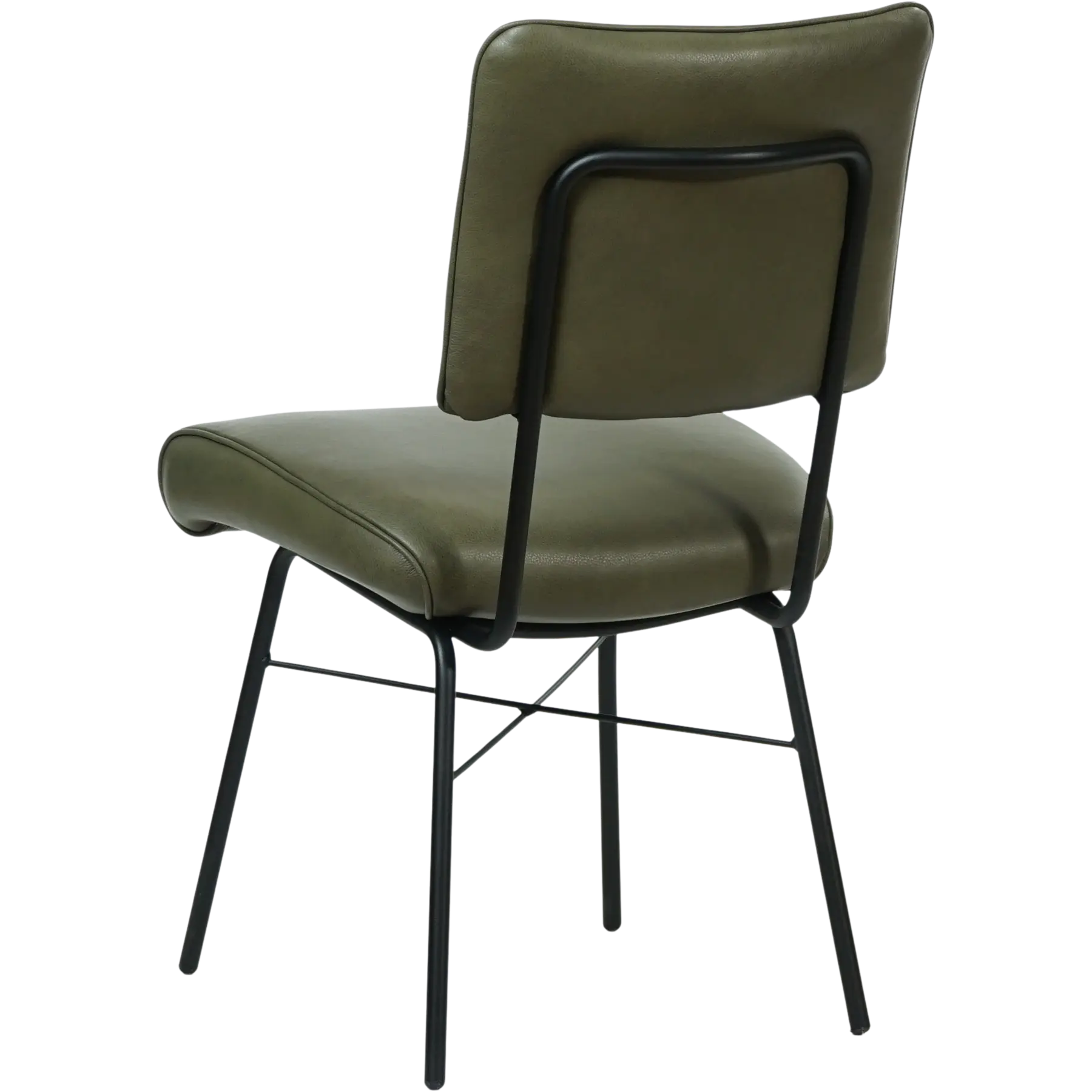 afbeelding van Set van 10 Leren eetkamerstoelen Solid - Granada Moss (olijf/groen) - Poten staal rond zwart