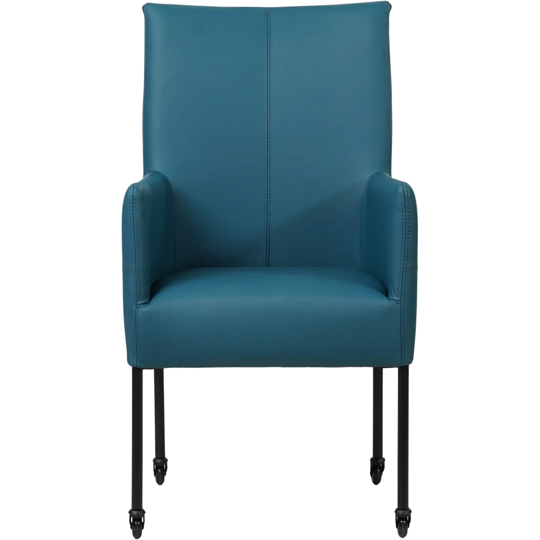 afbeelding van Set van 10 Leren eetkamerstoelen Spark - Toledo Turquoise (blauw) - Poten staal rond zwart