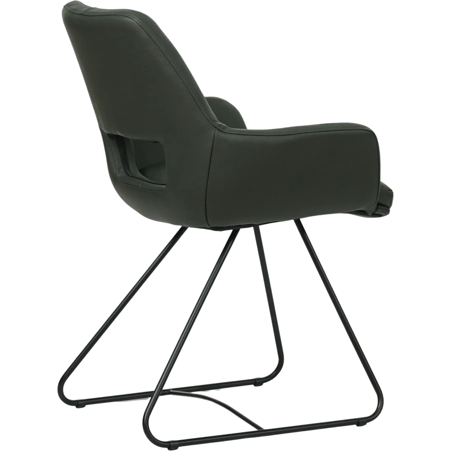 afbeelding van Set van 10 Leren eetkamerstoelen Zippy - Toledo Verde (donkergroen) - U-poot staal rond zwart