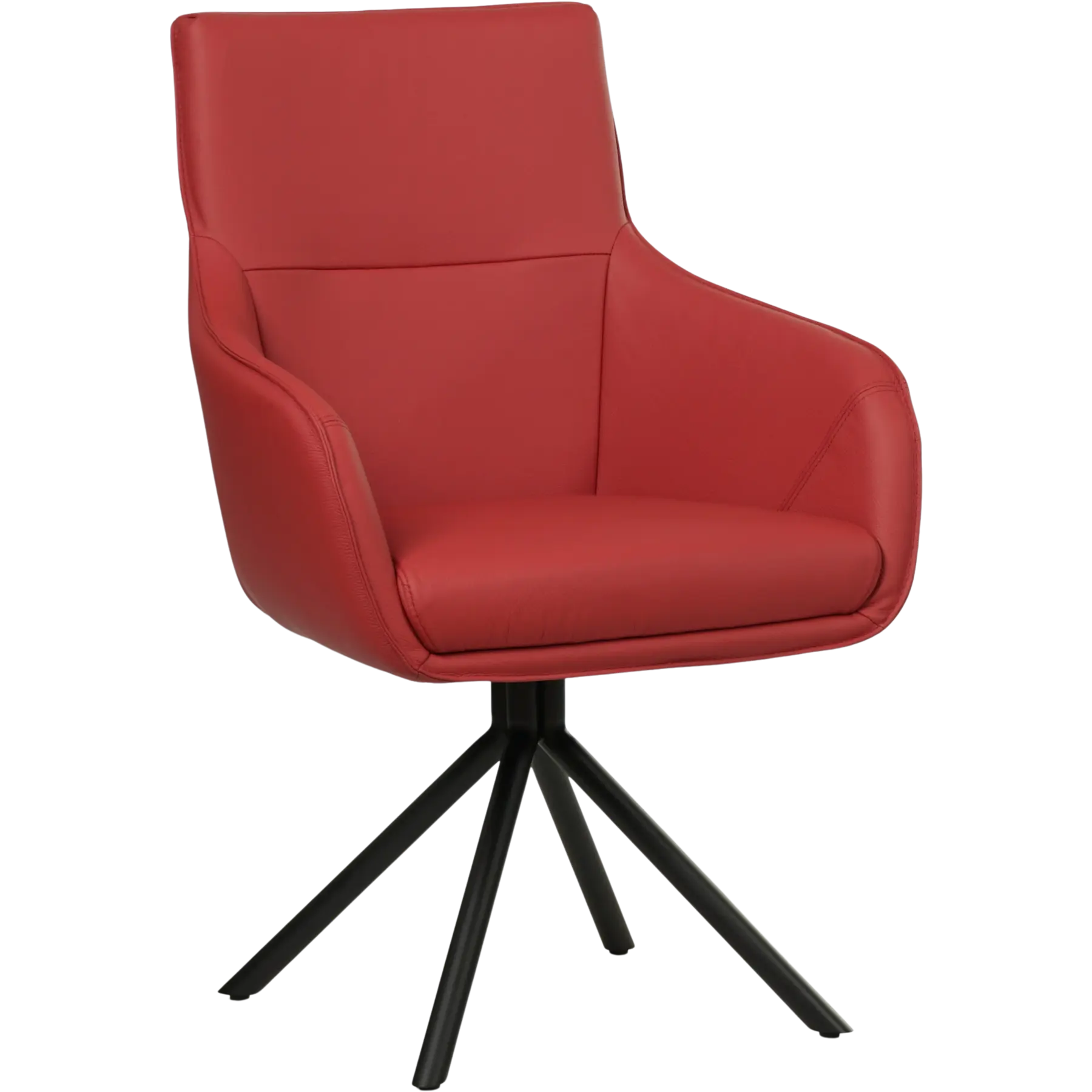 afbeelding van Set van 4 Leren draaibare eetkamerstoelen Fancy - Toledo Ducati (rood) - Spinpoot staal rond zwart