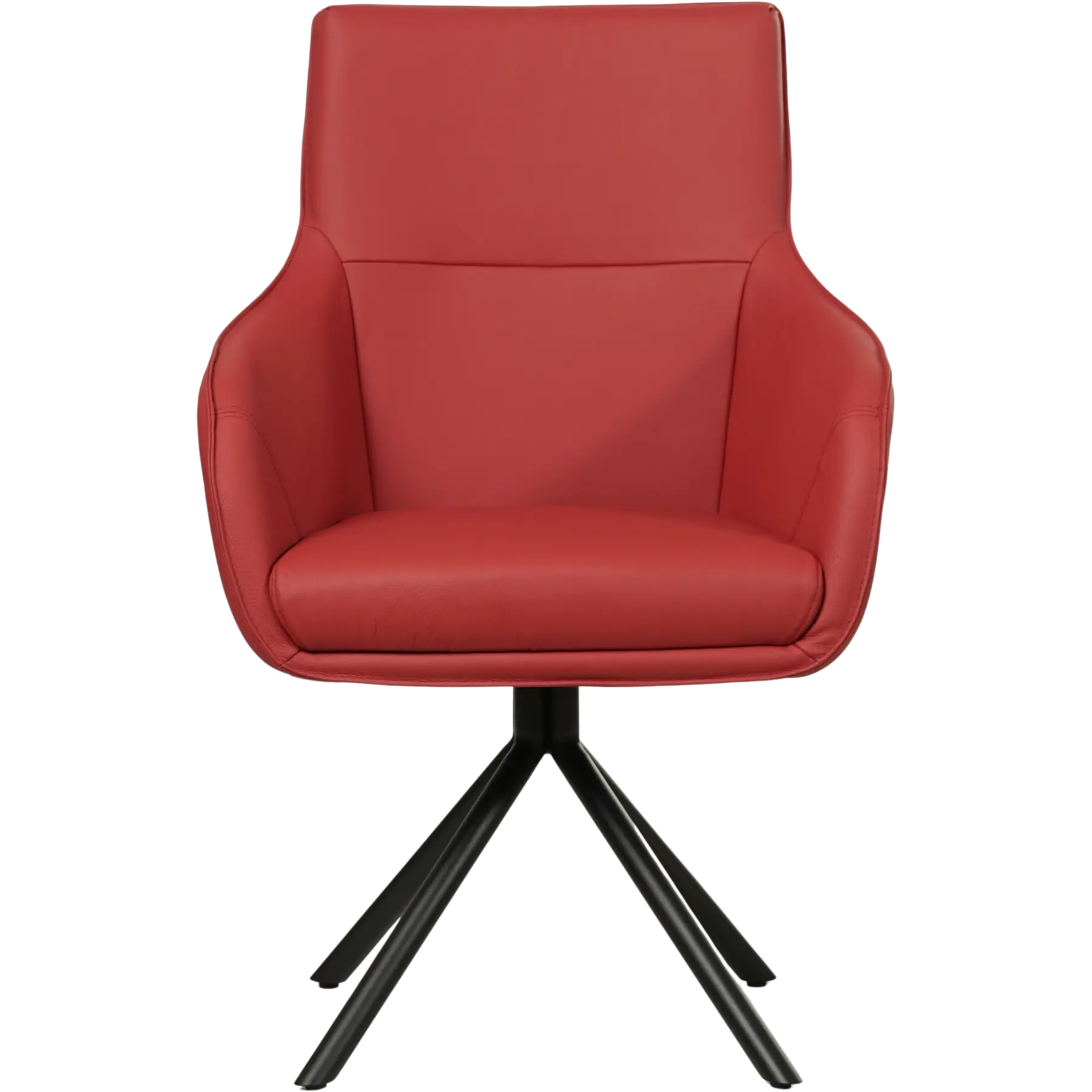 afbeelding van Set van 4 Leren draaibare eetkamerstoelen Fancy - Toledo Ducati (rood) - Spinpoot staal rond zwart
