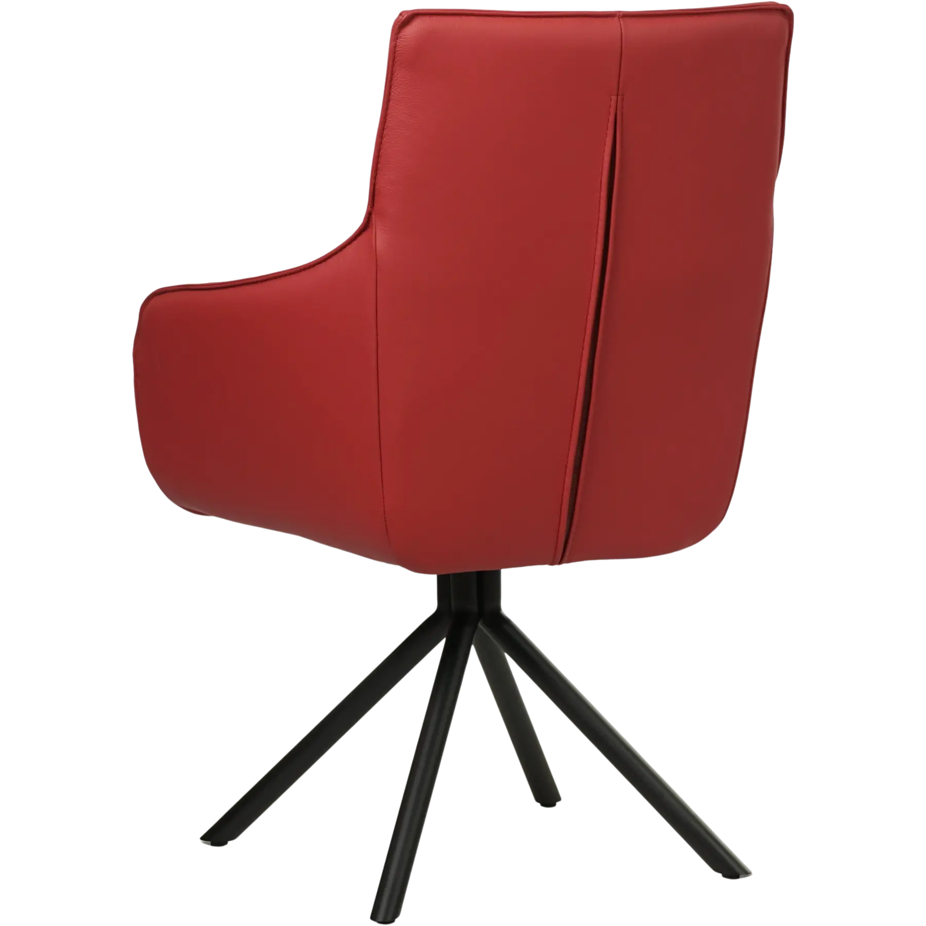 afbeelding van Set van 4 Leren draaibare eetkamerstoelen Fancy - Toledo Ducati (rood) - Spinpoot staal rond zwart