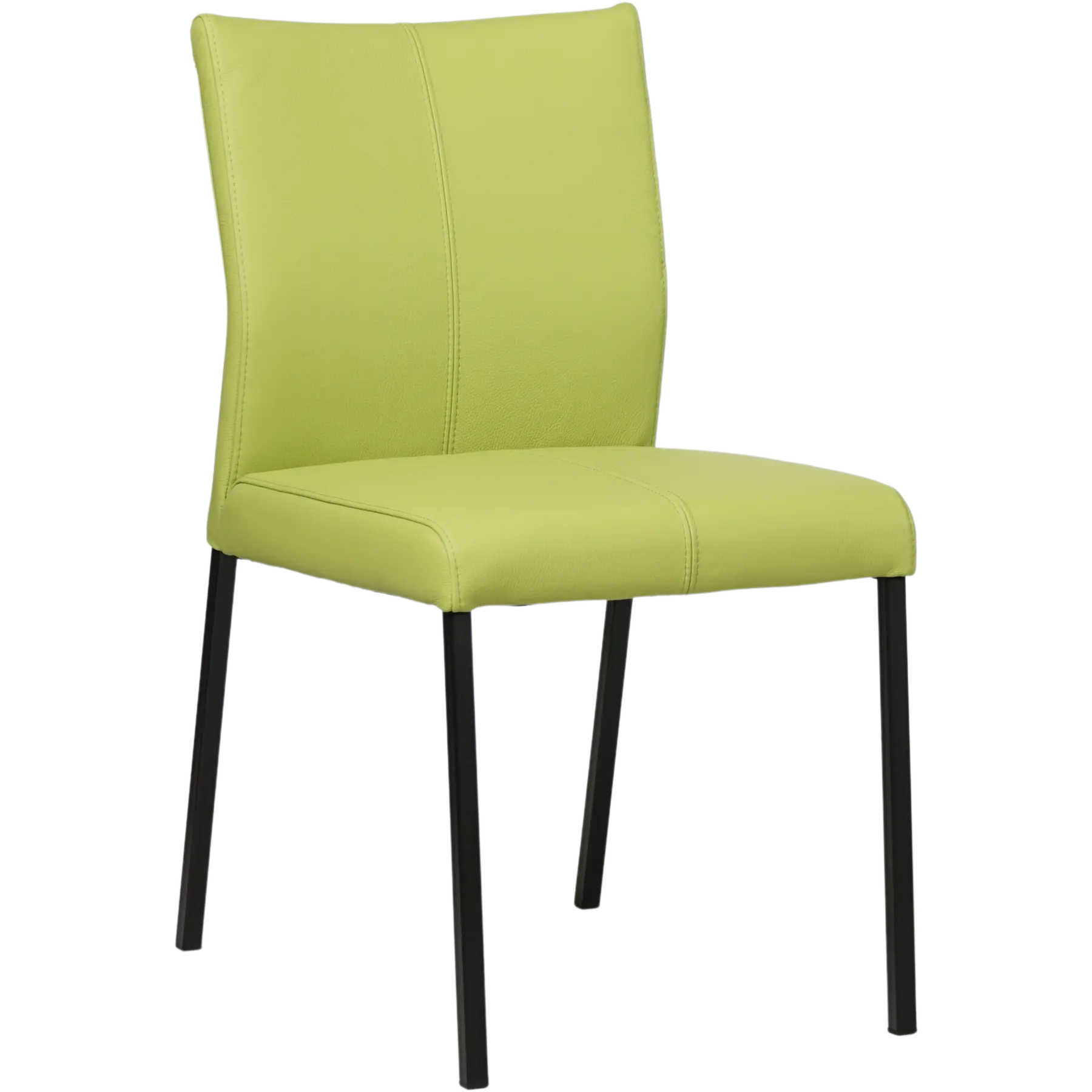 afbeelding van Set van 4 Leren eetkamerstoelen Basic - Toledo Lime (felgroen) - Poten staal vierkant zwart