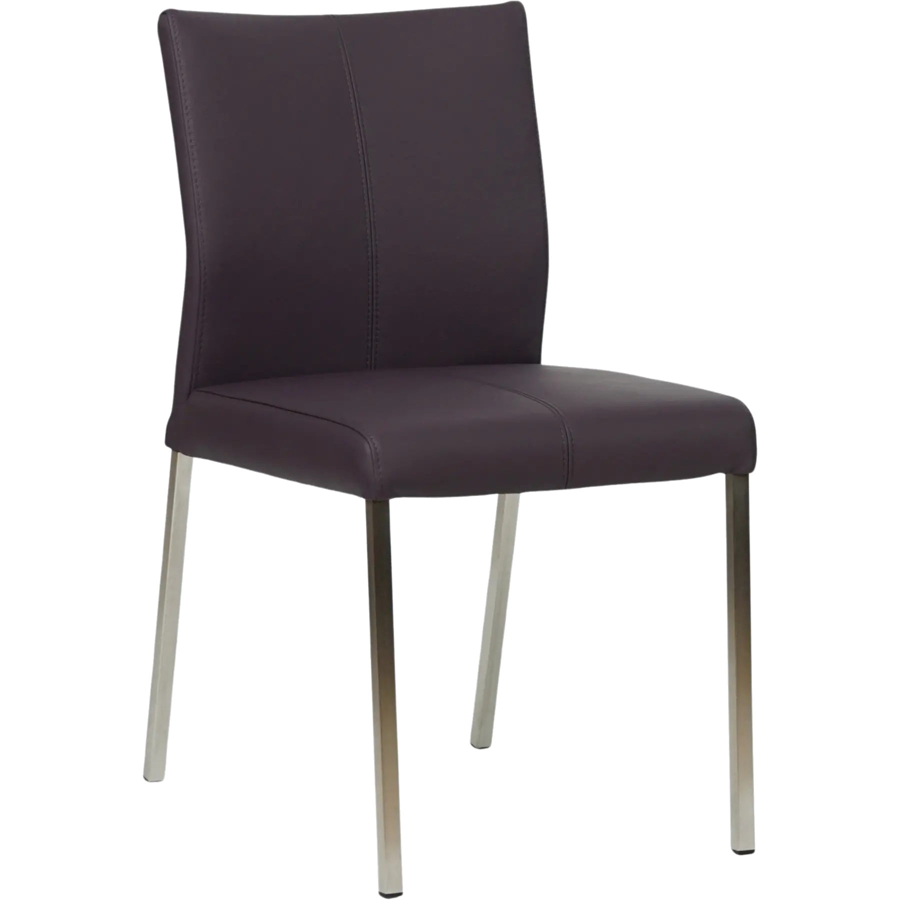 afbeelding van Set van 4 Leren eetkamerstoelen Basic - Toledo Merlin (donkerpaars) - Poten staal vierkant RVS