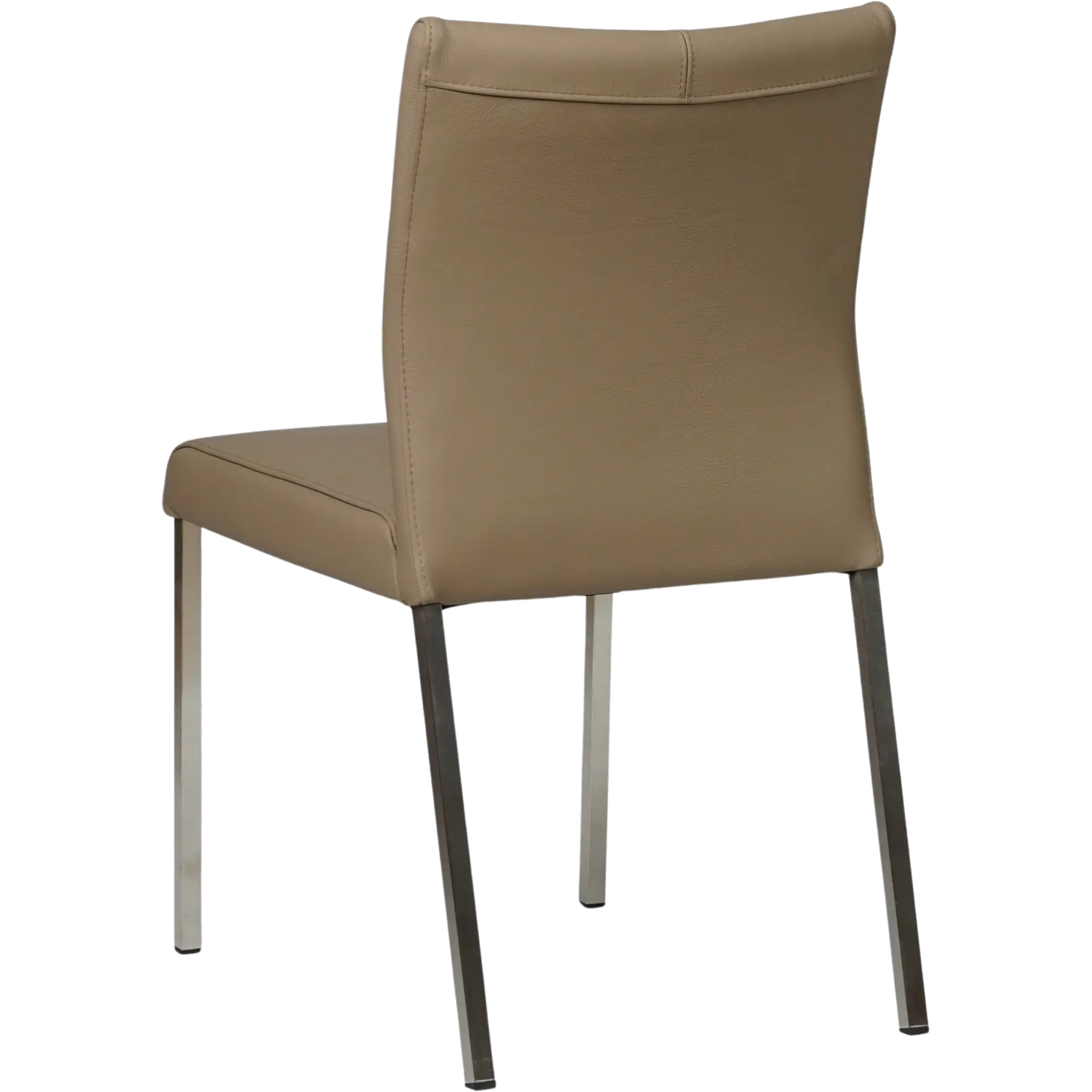 afbeelding van Set van 4 Leren eetkamerstoelen Basic - Toledo Mocca (taupe/bruin) - Poten staal vierkant RVS