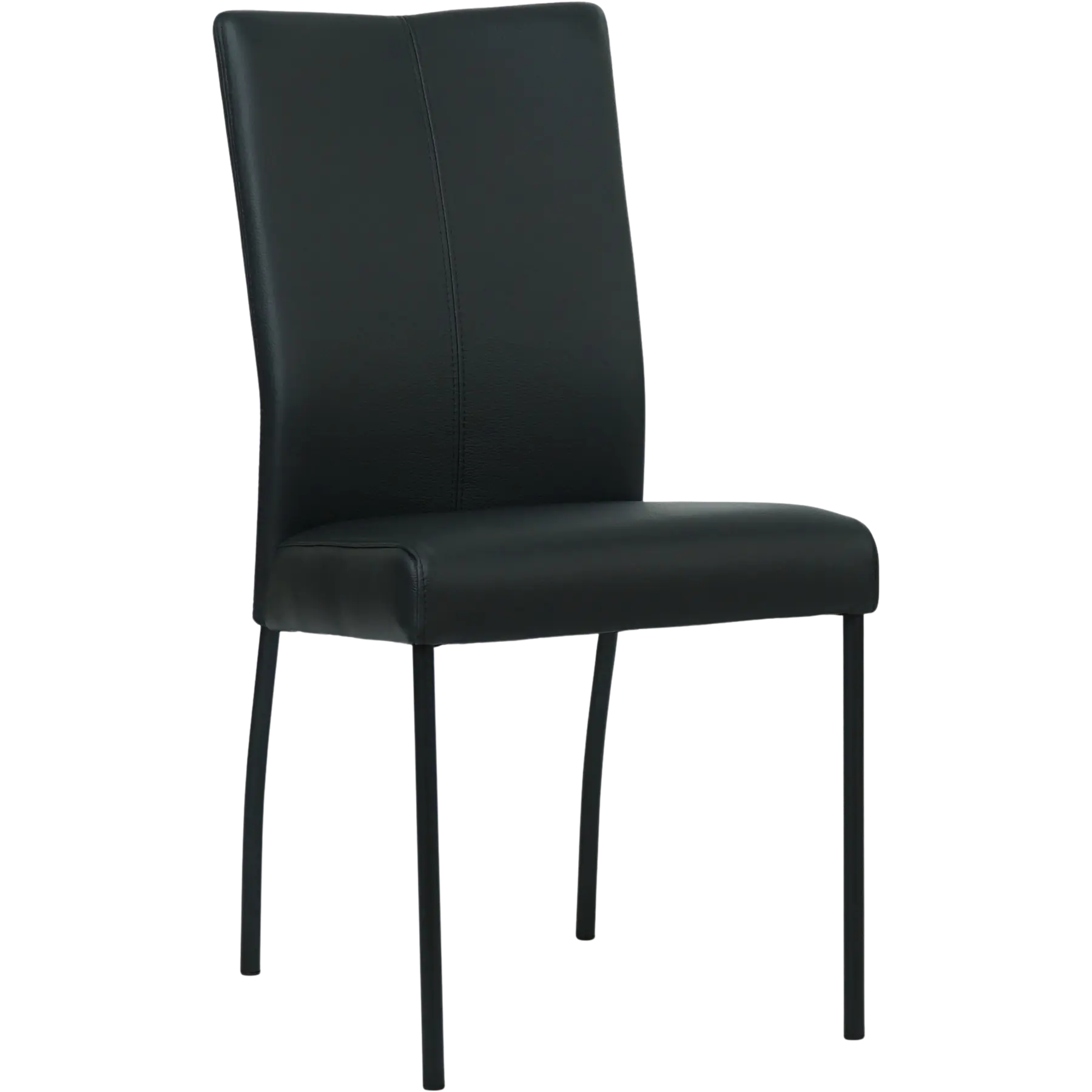 afbeelding van Set van 4 Leren eetkamerstoelen Comfort - Hermes Nero (zwart) - Poten staal rond zwart