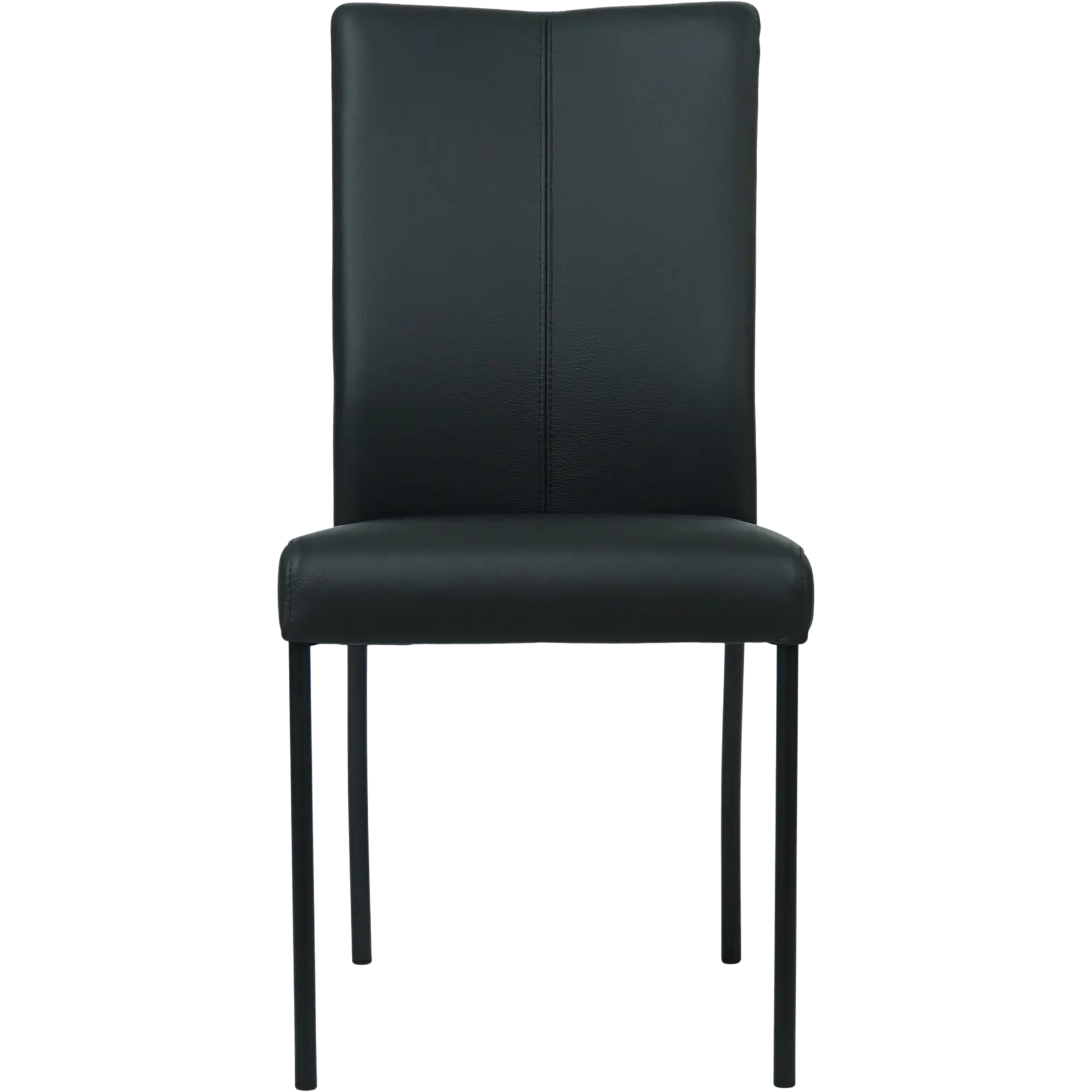 afbeelding van Set van 4 Leren eetkamerstoelen Comfort - Hermes Nero (zwart) - Poten staal rond zwart