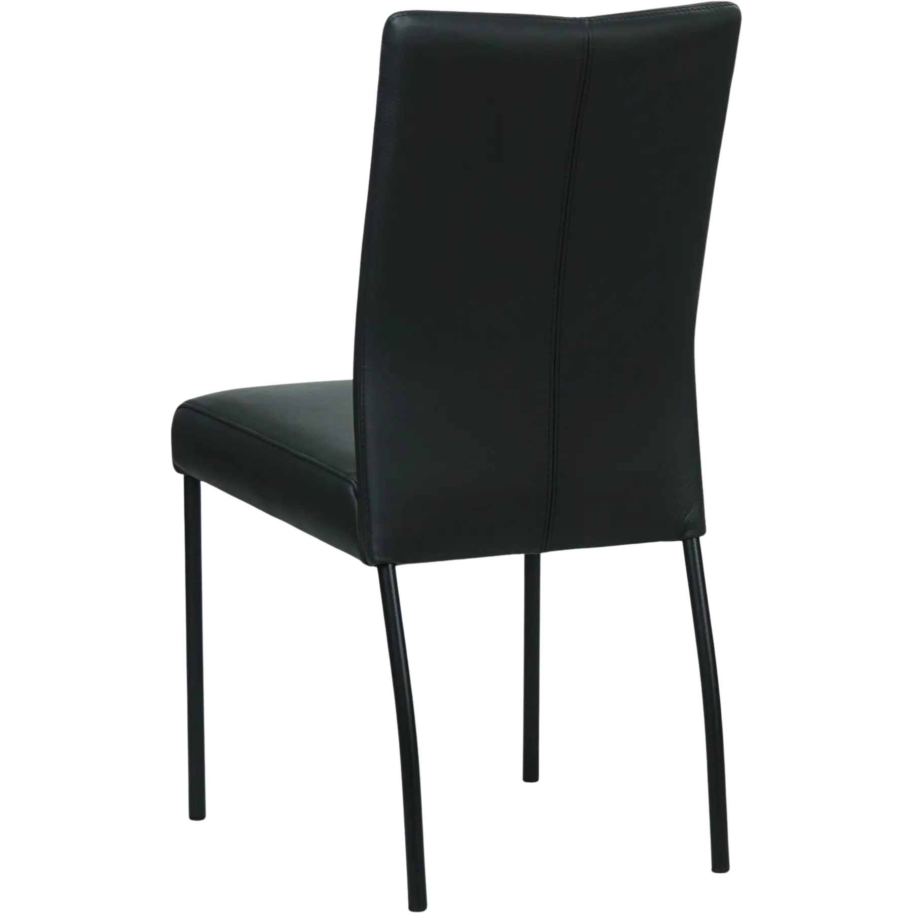 afbeelding van Set van 4 Leren eetkamerstoelen Comfort - Hermes Nero (zwart) - Poten staal rond zwart