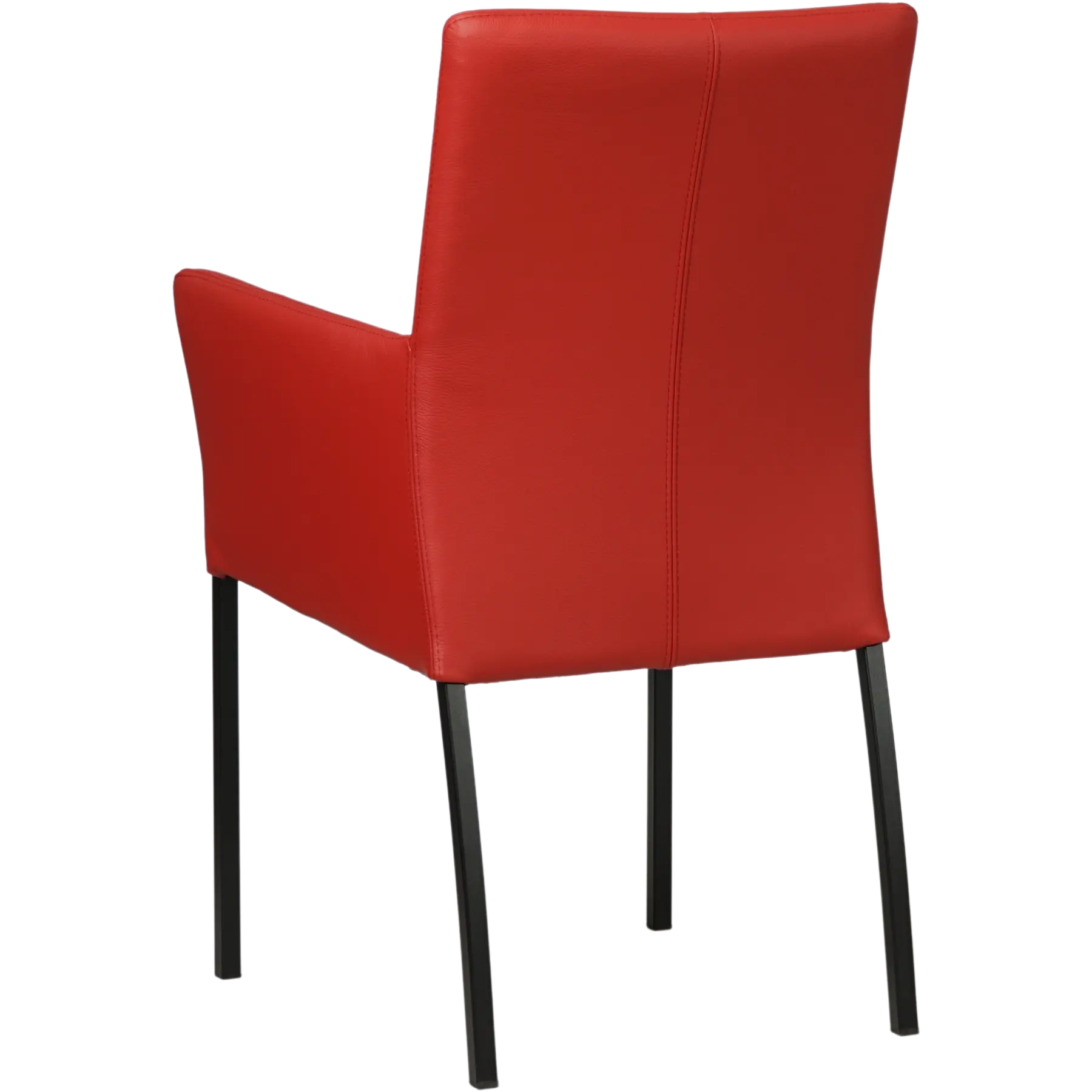 afbeelding van Set van 4 Leren eetkamerstoelen Comfort met armleuning - Toledo Ducati (rood) - Poten staal vierkant zwart