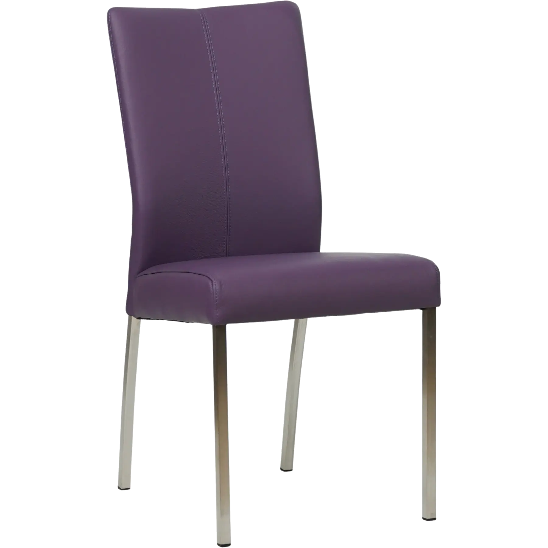 afbeelding van Set van 4 Leren eetkamerstoelen Comfort - Toledo Aubergine (paars) - Poten staal vierkant RVS