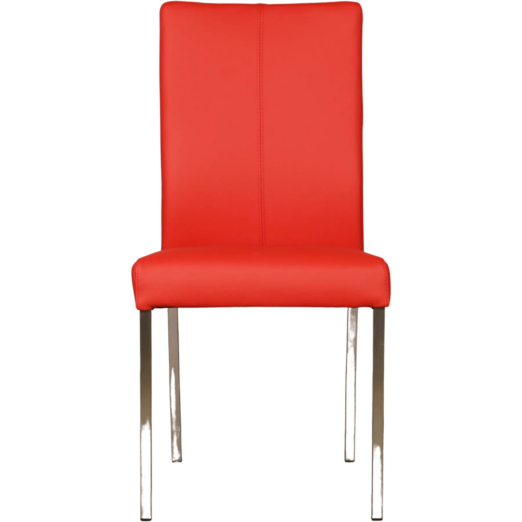 afbeelding van Set van 4 Leren eetkamerstoelen Comfort - Toledo Ferrari (felrood) - Poten staal vierkant RVS