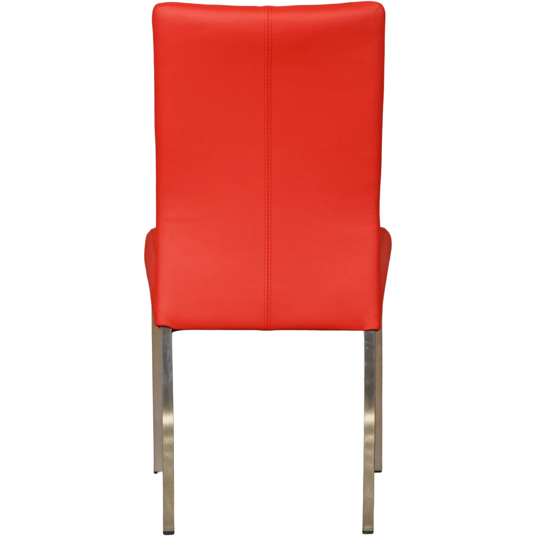 afbeelding van Set van 4 Leren eetkamerstoelen Comfort - Toledo Ferrari (felrood) - Poten staal vierkant RVS