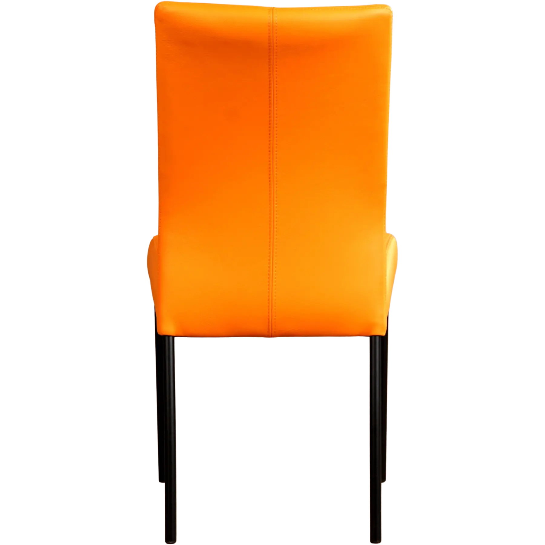 afbeelding van Set van 4 Leren eetkamerstoelen Comfort - Toledo Mandarin (oranje) - Poten staal rond zwart
