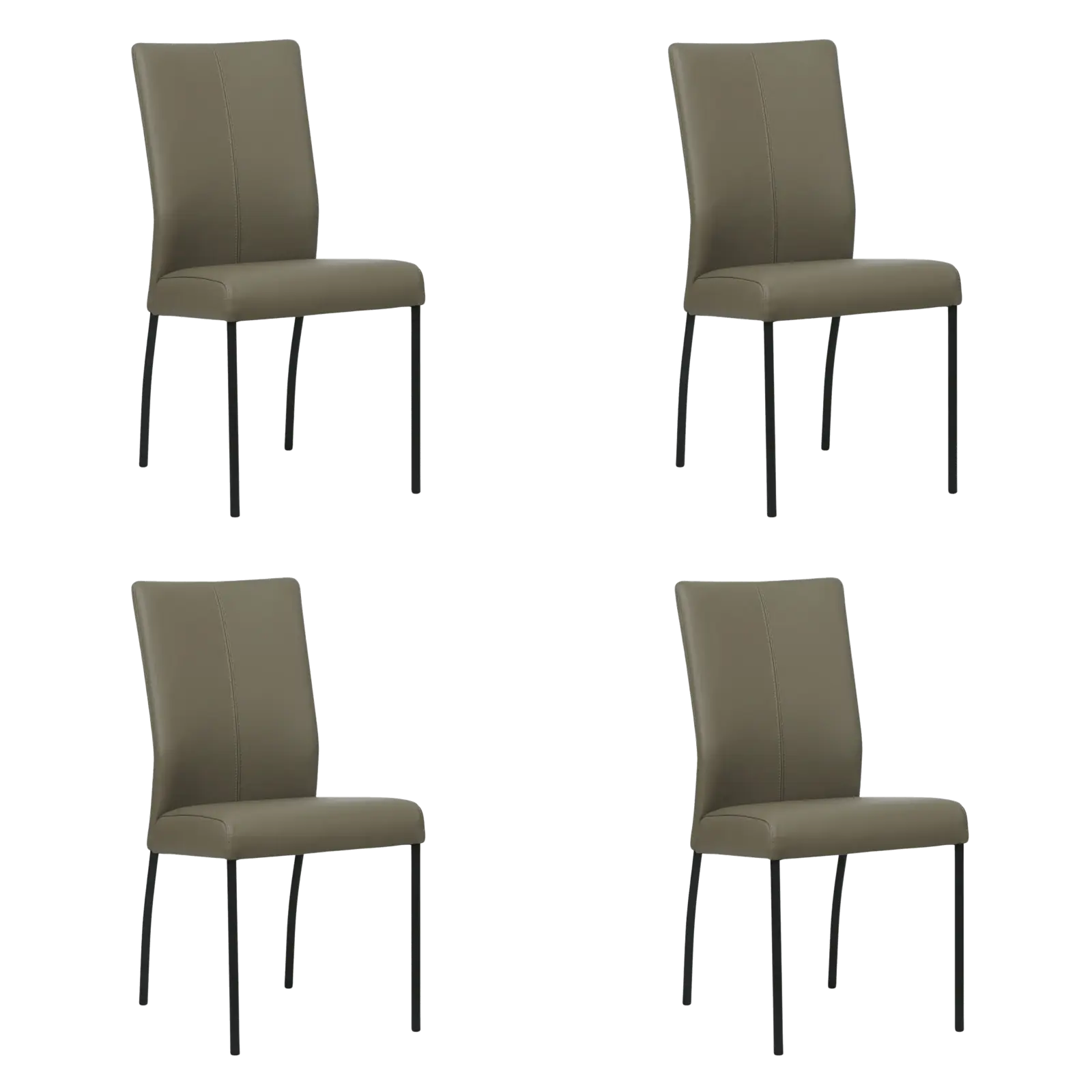 afbeelding van Set van 4 Leren eetkamerstoelen Comfort - Toledo Smog (grijs) - Poten staal rond zwart