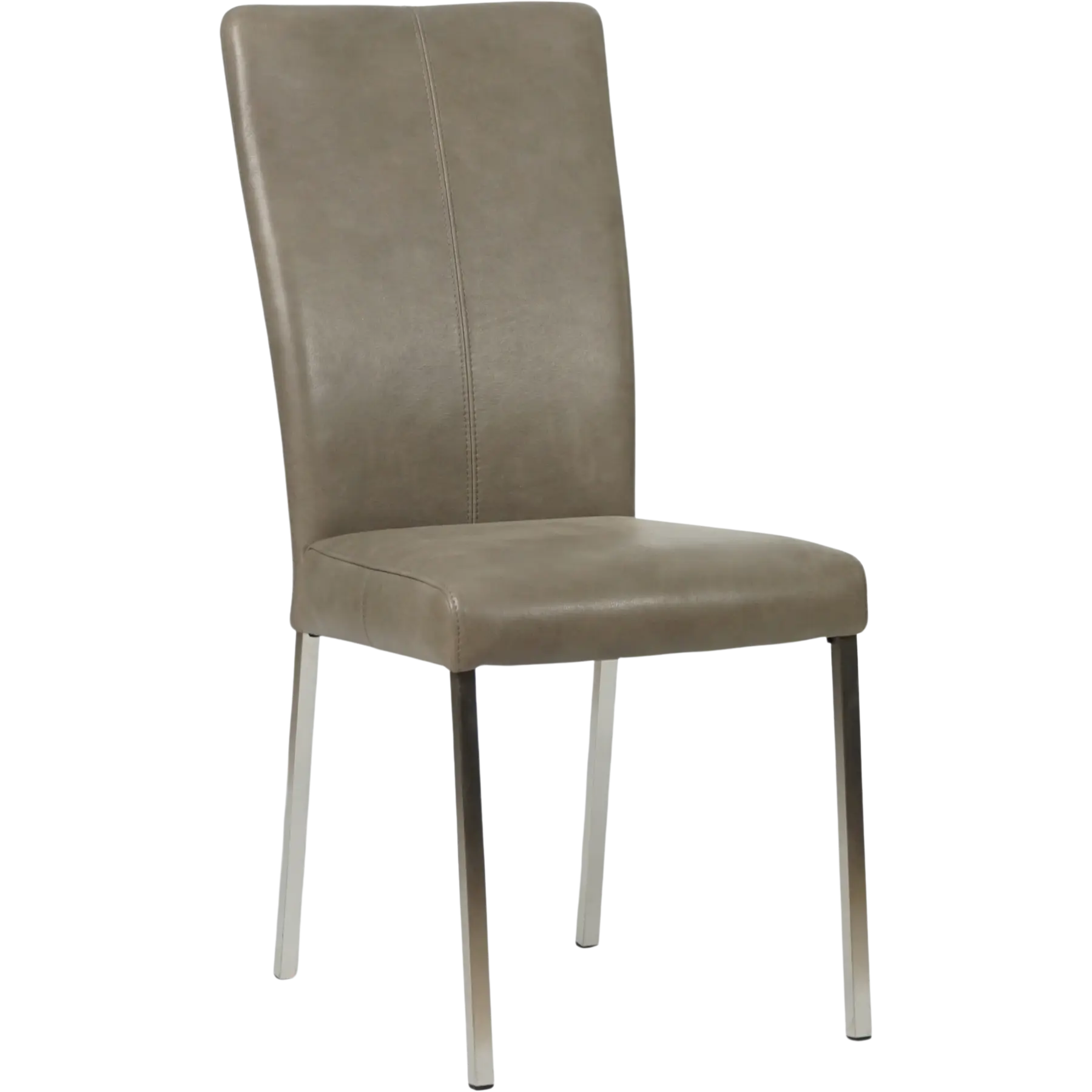 afbeelding van Set van 4 Leren eetkamerstoelen Daily - Vintage Stone (grijs) - Poten staal vierkant RVS