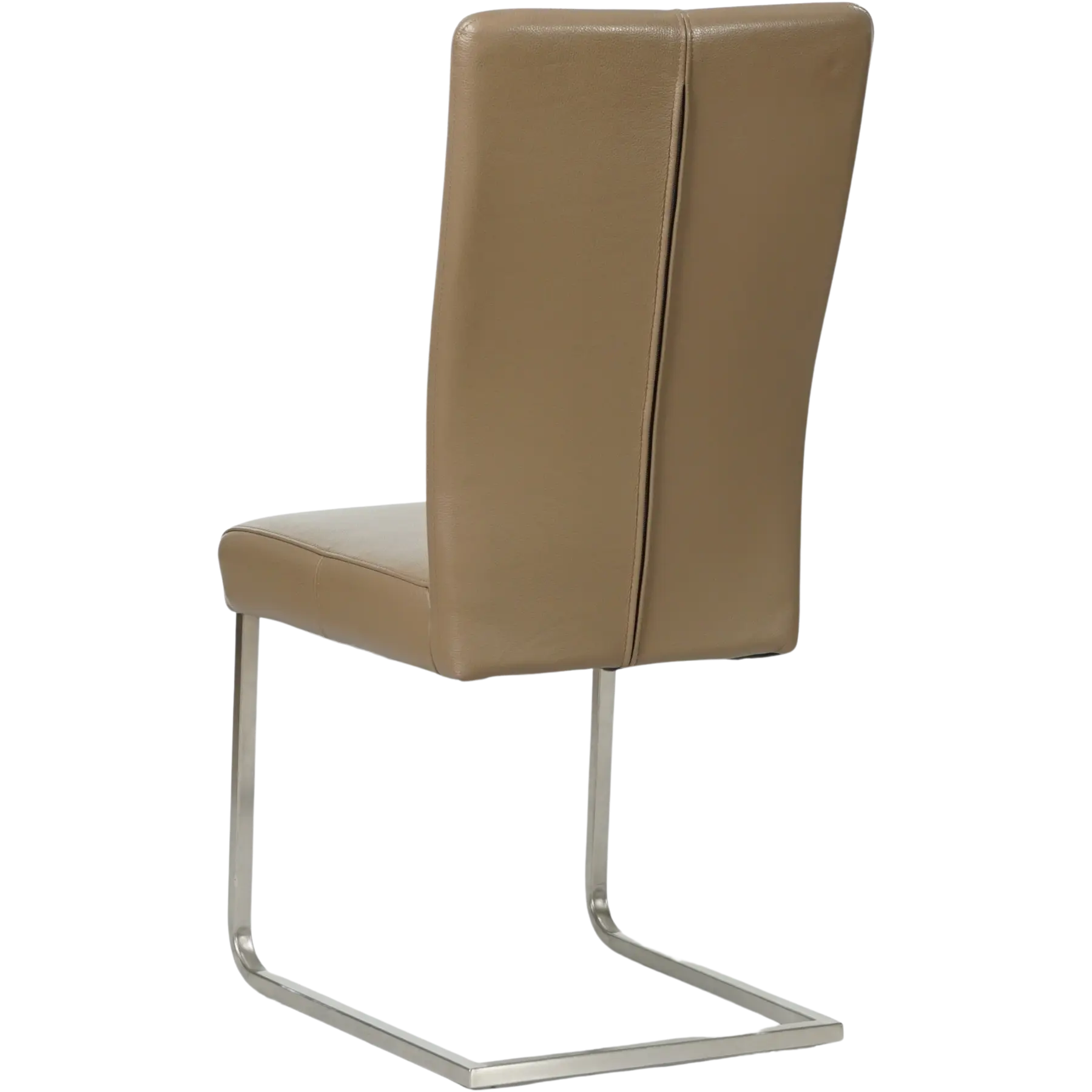 afbeelding van Set van 4 Leren eetkamerstoelen Dare - Toledo Mocca (taupe/bruin) - Sledepoot staal vierkant RVS