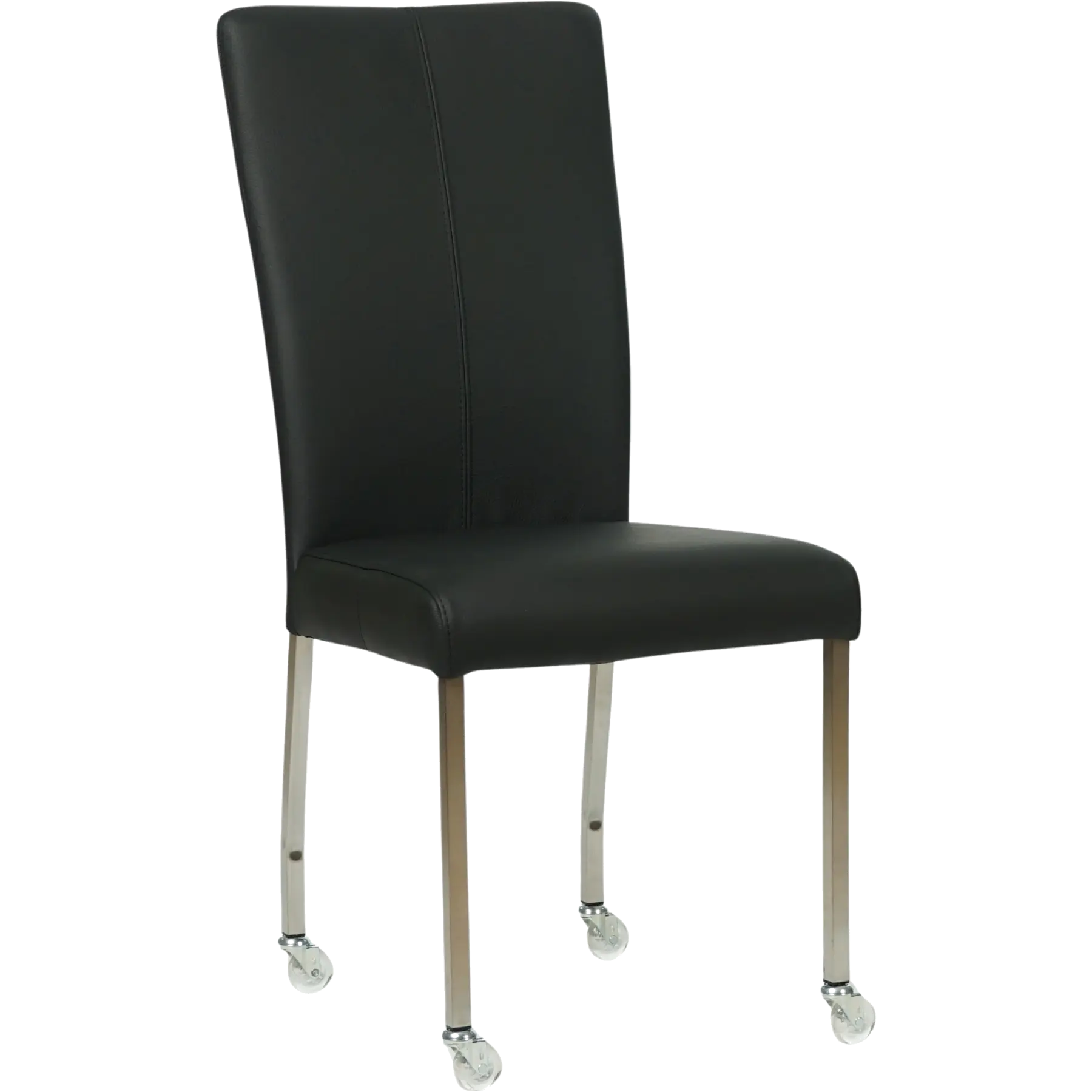 afbeelding van Set van 4 Leren eetkamerstoelen Deal - Hermes Nero (zwart) - Poten staal vierkant RVS