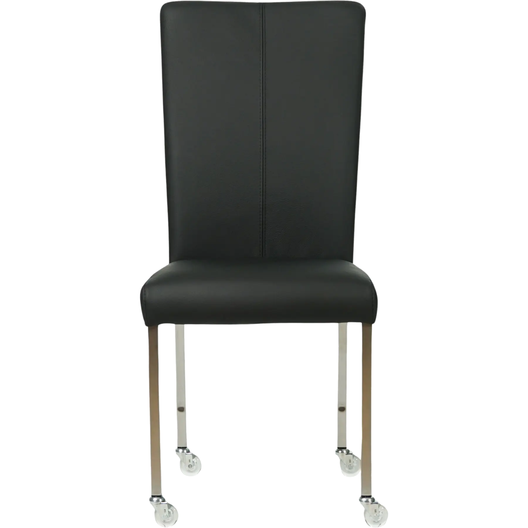 afbeelding van Set van 4 Leren eetkamerstoelen Deal - Hermes Nero (zwart) - Poten staal vierkant RVS