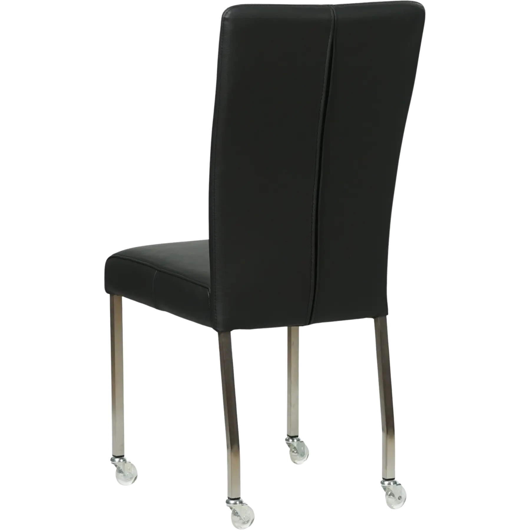 afbeelding van Set van 4 Leren eetkamerstoelen Deal - Hermes Nero (zwart) - Poten staal vierkant RVS