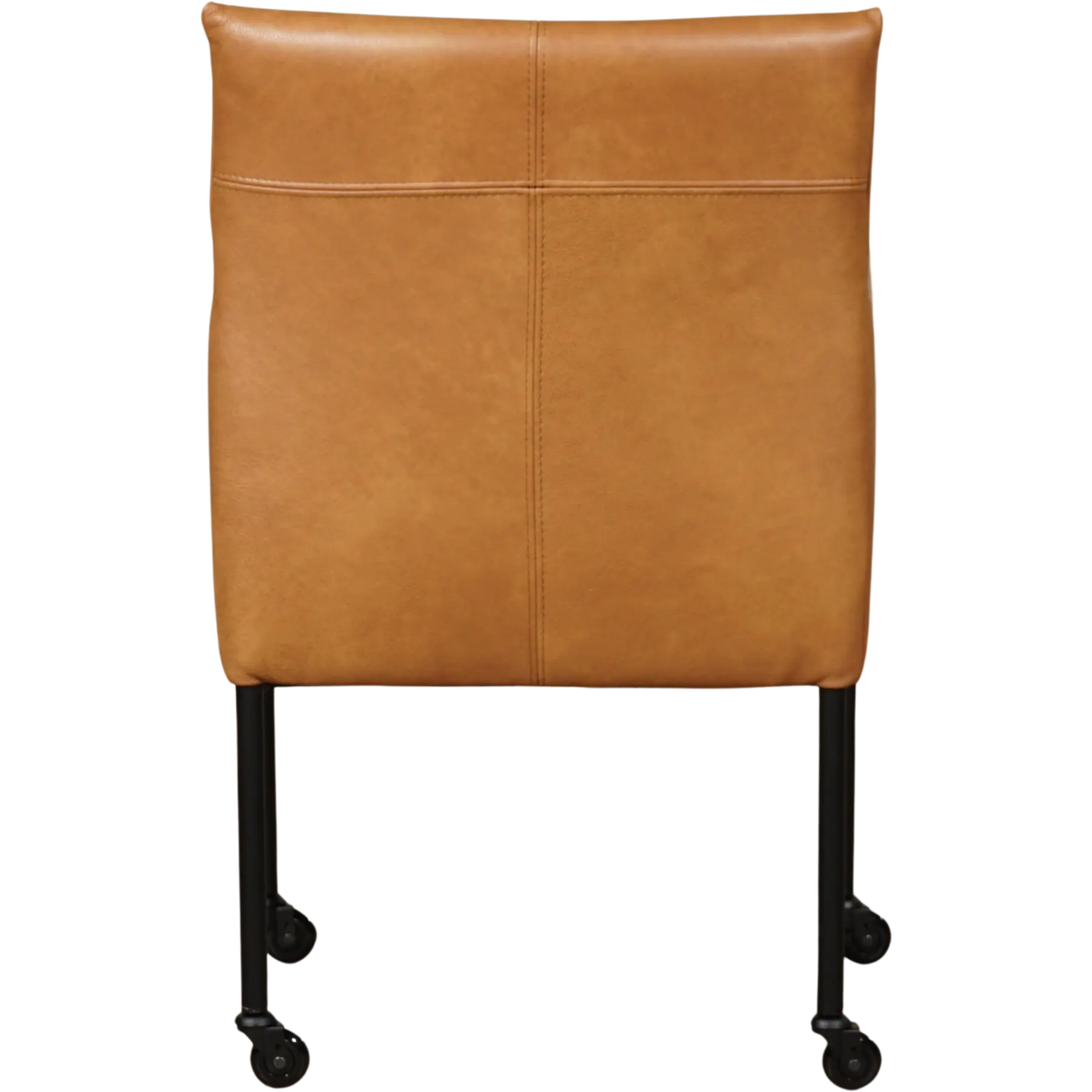 afbeelding van Set van 4 Leren eetkamerstoelen Desire - Granada Sahara (cognac) - Poten staal rond zwart