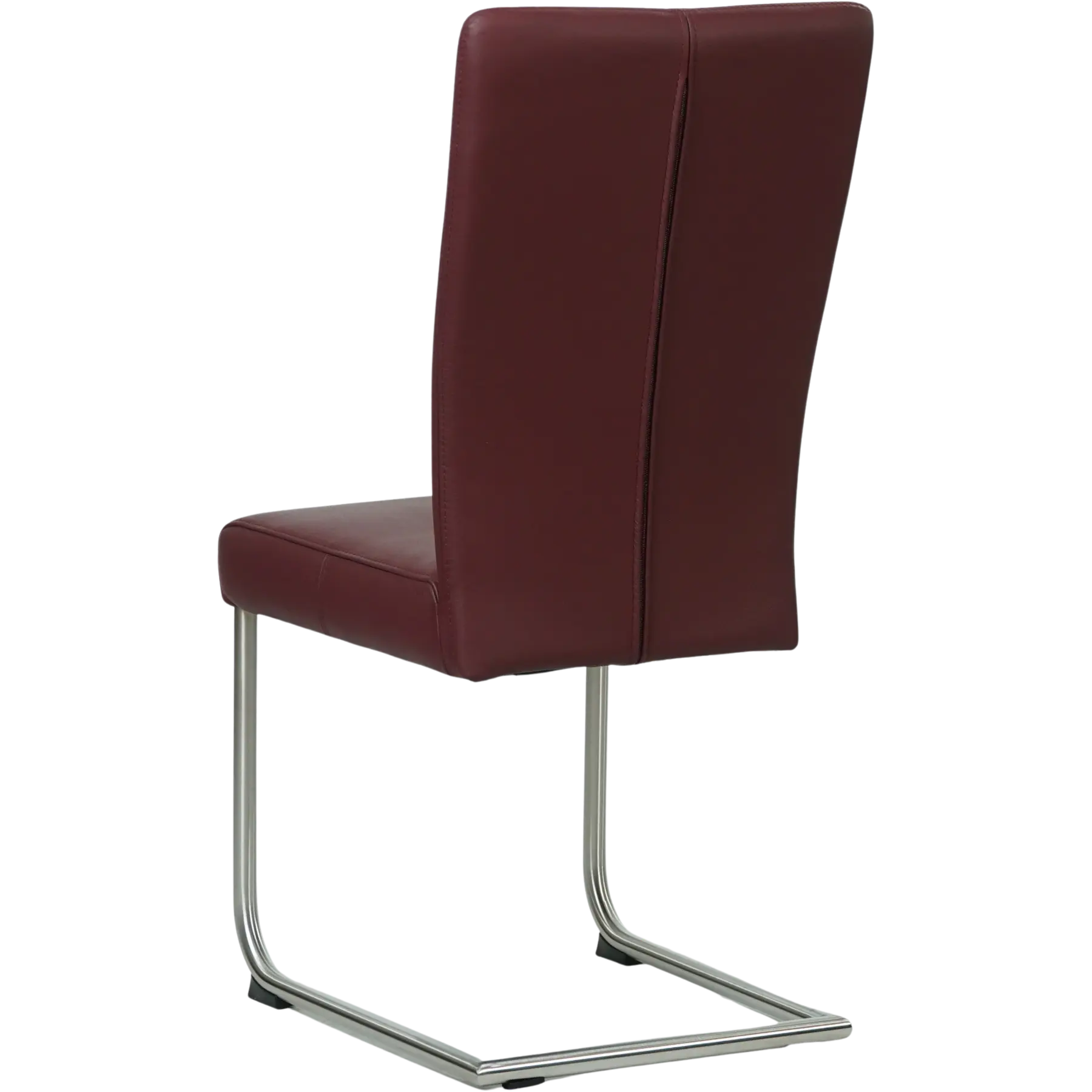 afbeelding van Set van 4 Leren eetkamerstoelen Dry - Toledo Bordeaux (donkerrood) - Sledepoot staal rond RVS