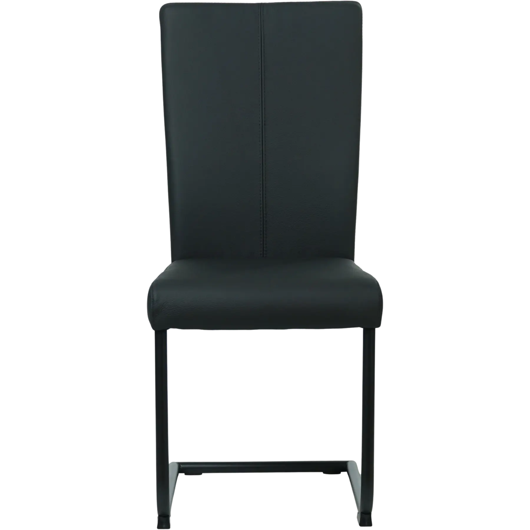 afbeelding van Set van 4 Leren eetkamerstoelen Dry - Toledo Nero (zwart) - Sledepoot staal rond zwart