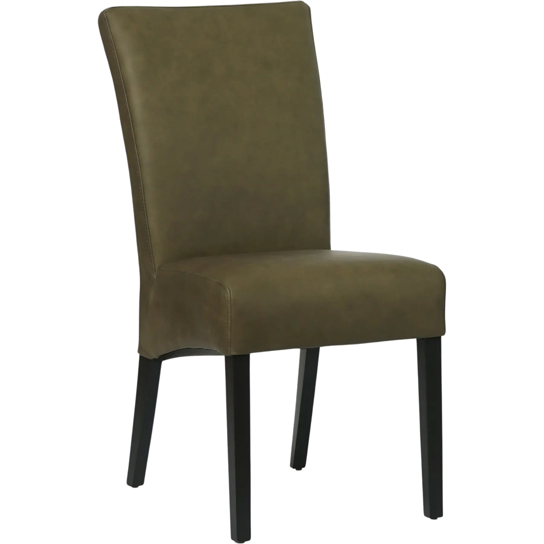 afbeelding van Set van 4 Leren eetkamerstoelen Just - Rancho Green (olijf/groen) - Poten hout zwart