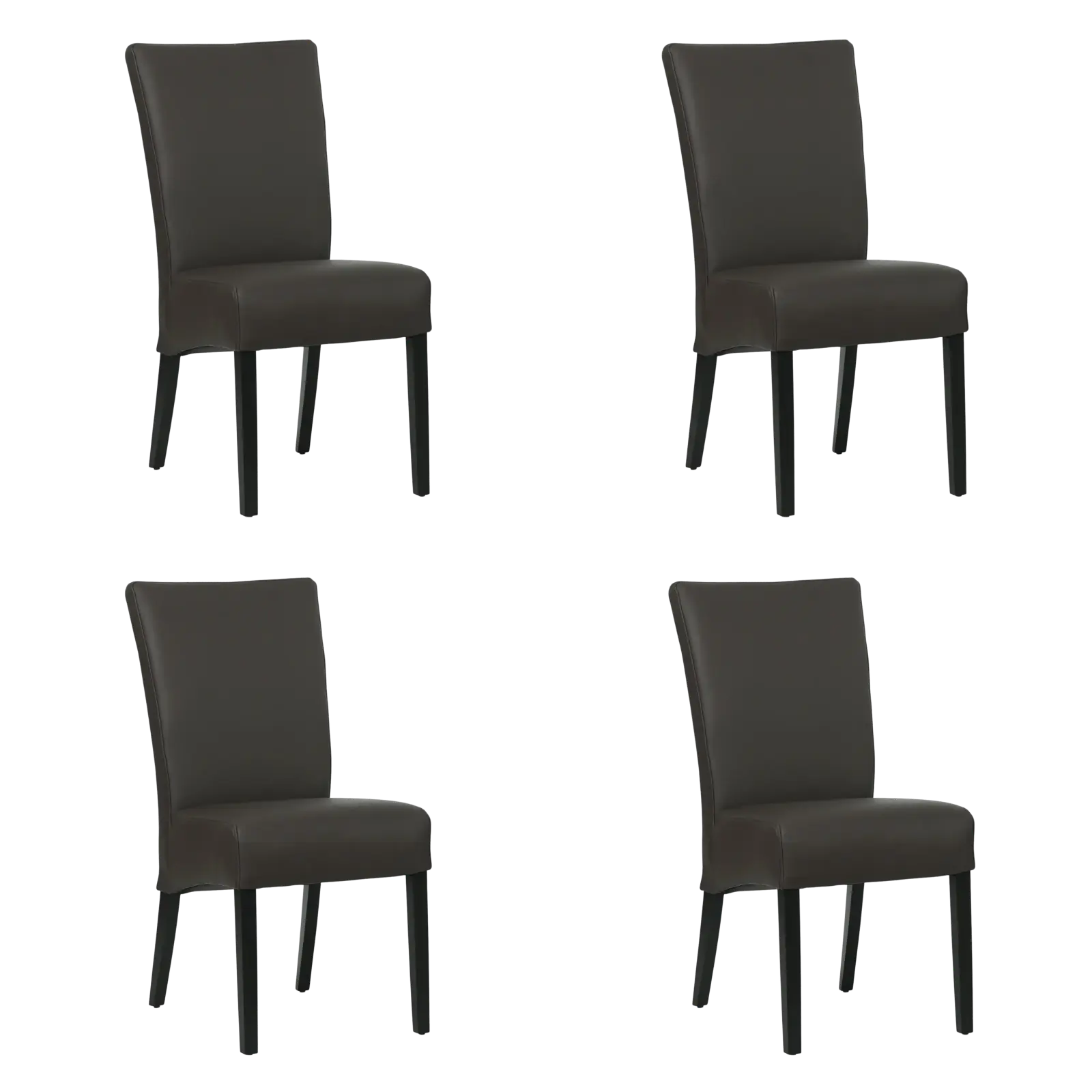 afbeelding van Set van 4 Leren eetkamerstoelen Just - Toledo Caffe (donkerbruin) - Poten hout zwart