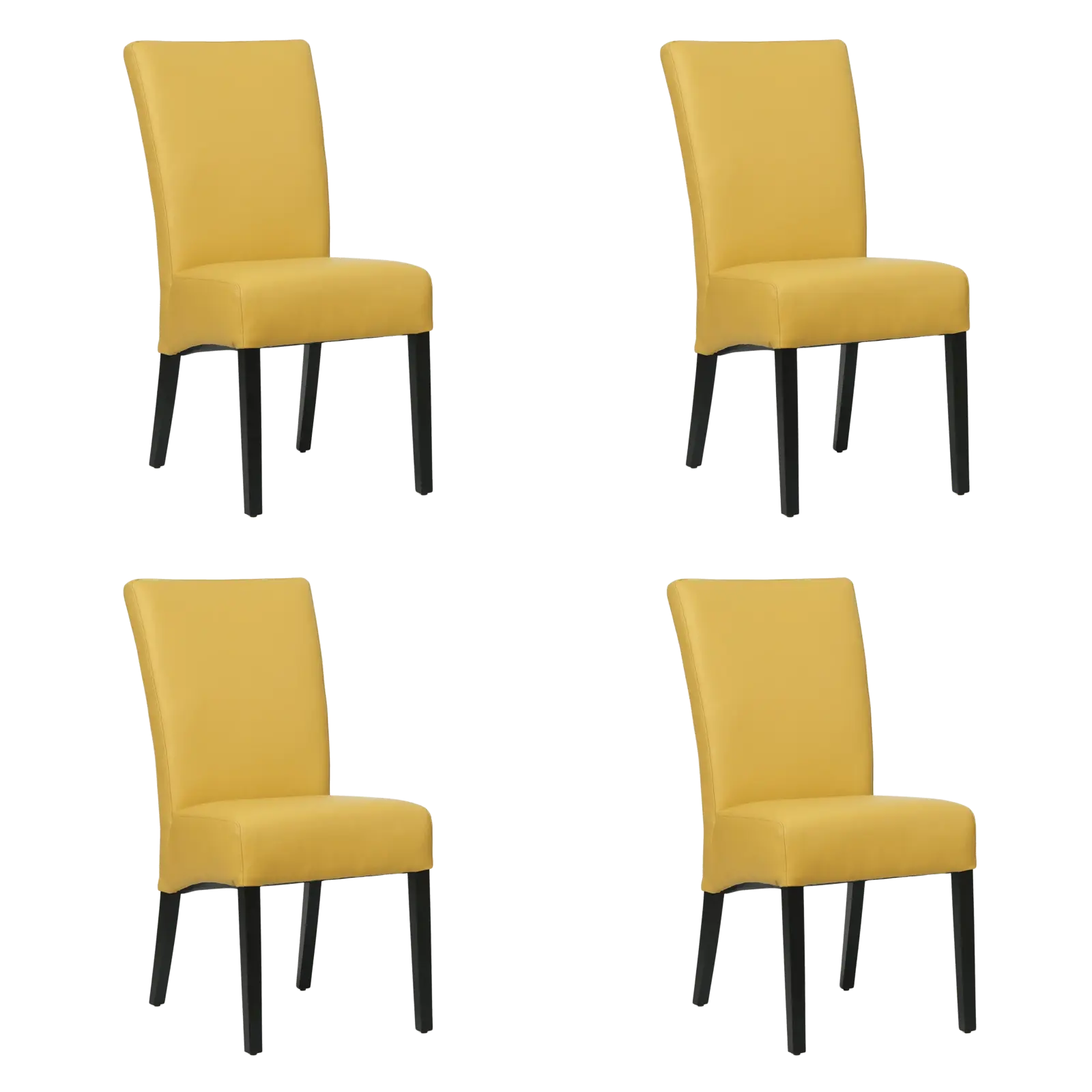 afbeelding van Set van 4 Leren eetkamerstoelen Just - Toledo Lemon (geel) - Poten hout zwart