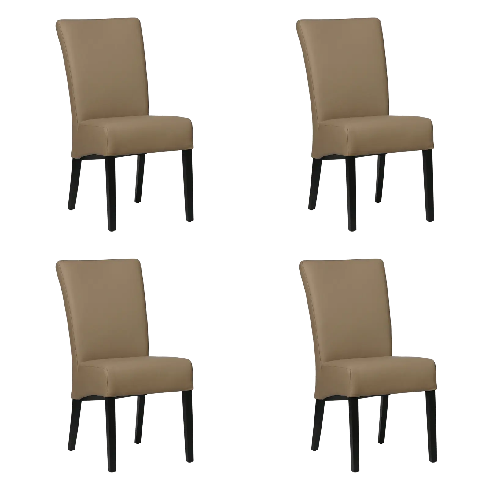 afbeelding van Set van 4 Leren eetkamerstoelen Just - Toledo Mocca (taupe/bruin) - Poten hout zwart